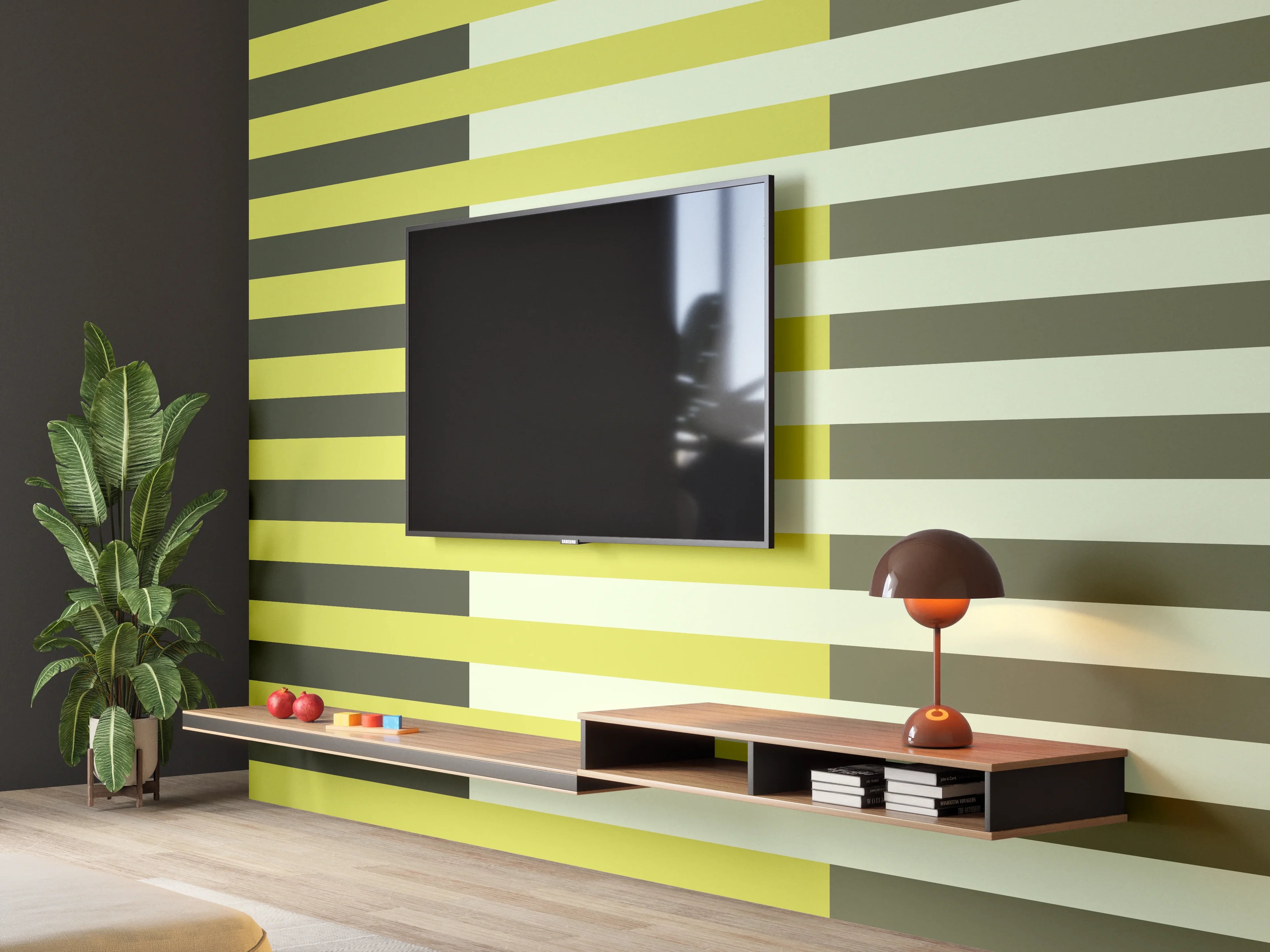 Wandverkleidung Wohnzimmer - The Greens - Multy Stripes - Olive