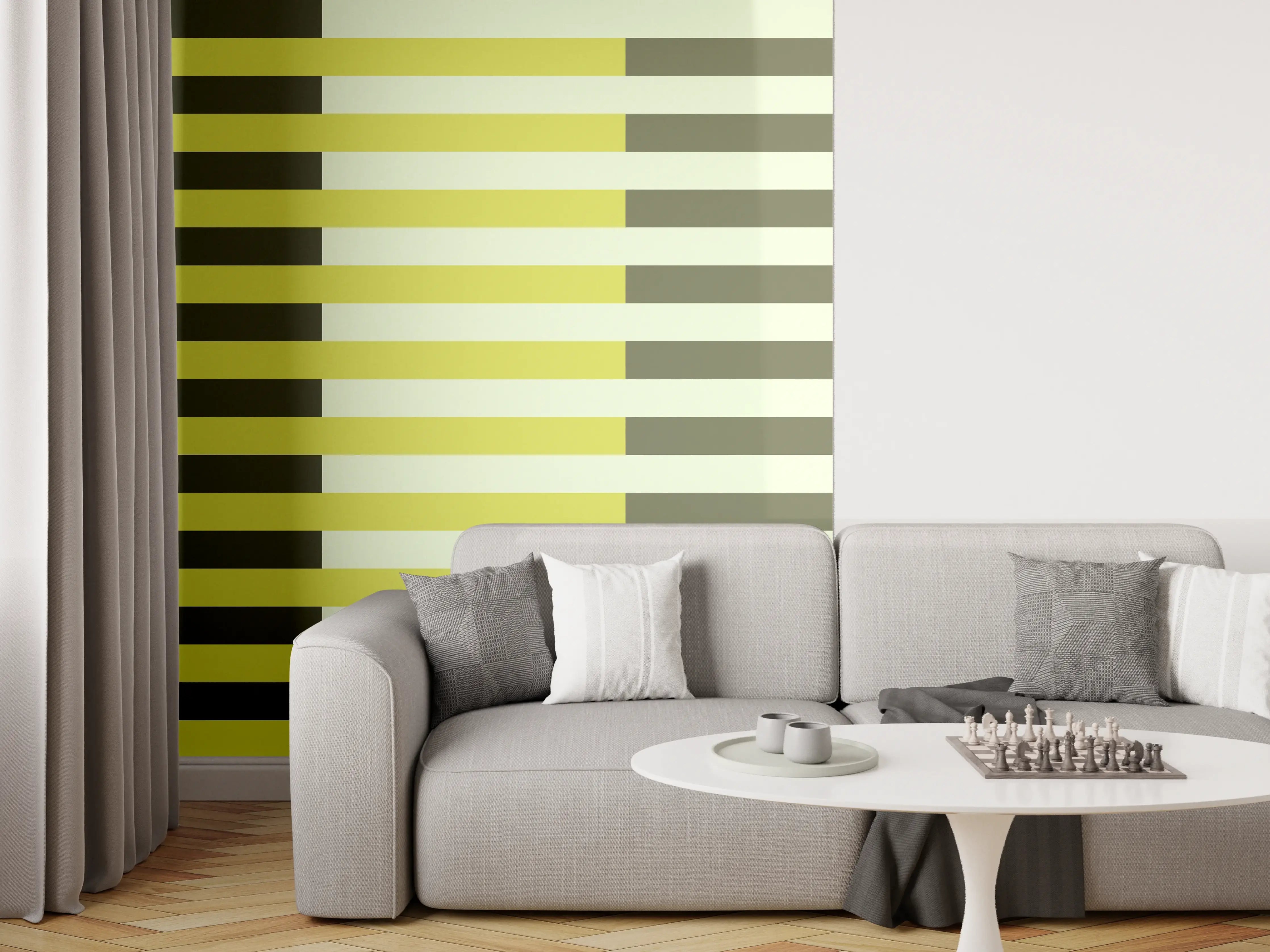 Wandverkleidung Wohnzimmer - The Greens - Multy Stripes - Olive