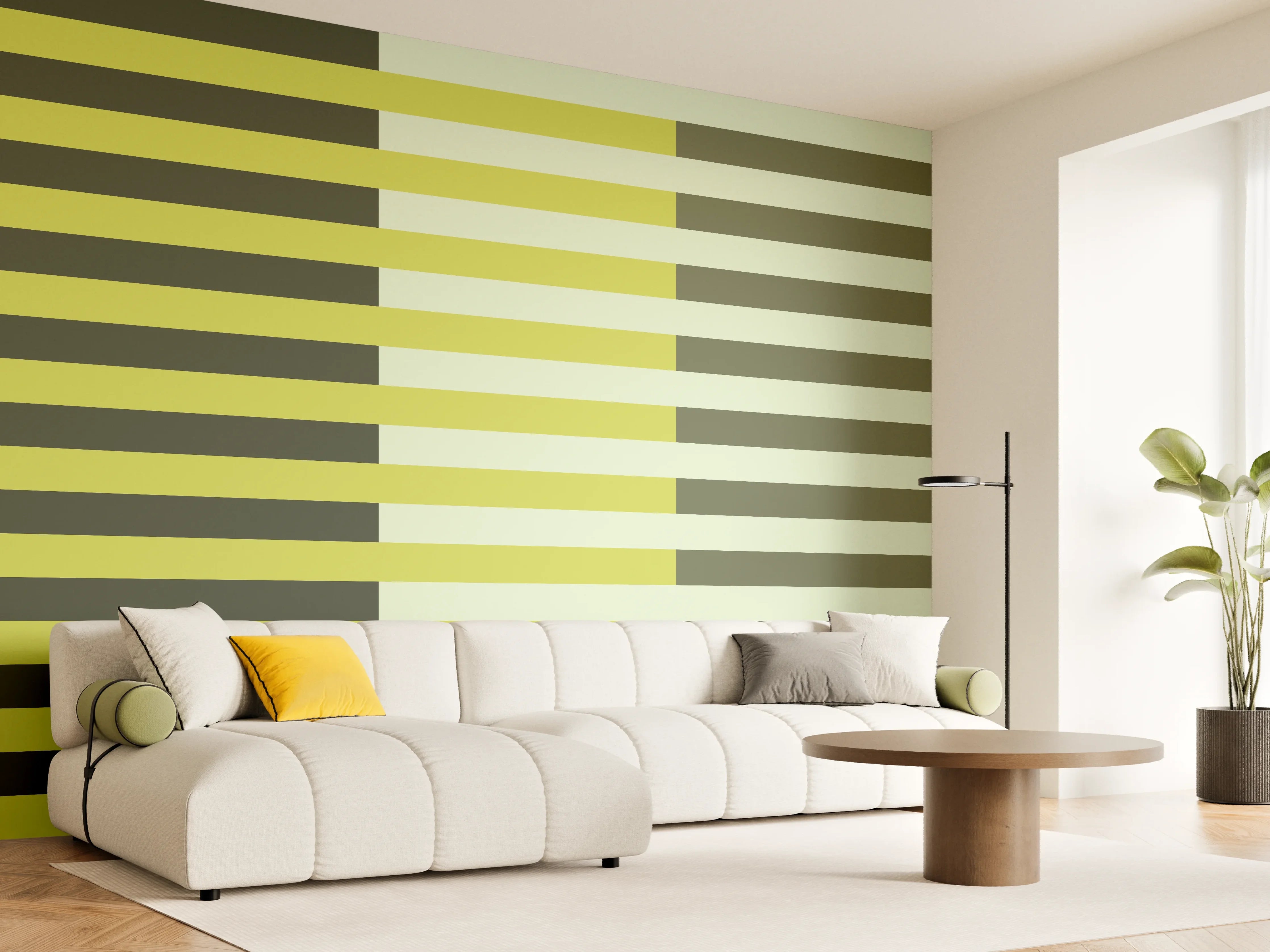 Wandverkleidung Wohnzimmer - The Greens - Multy Stripes - Olive