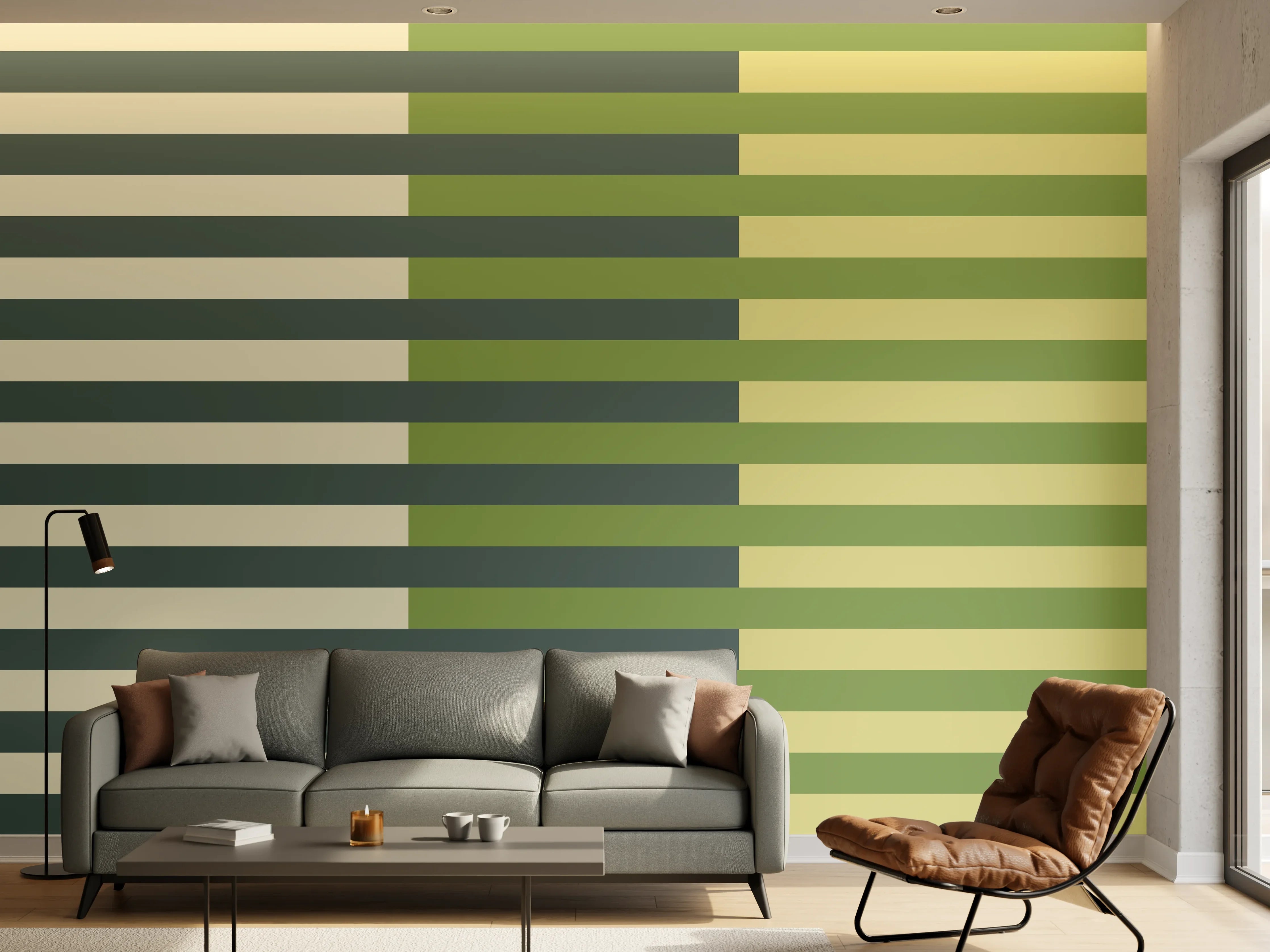 Wandverkleidung Wohnzimmer - The Greens - Multy Stripes - Pistachio