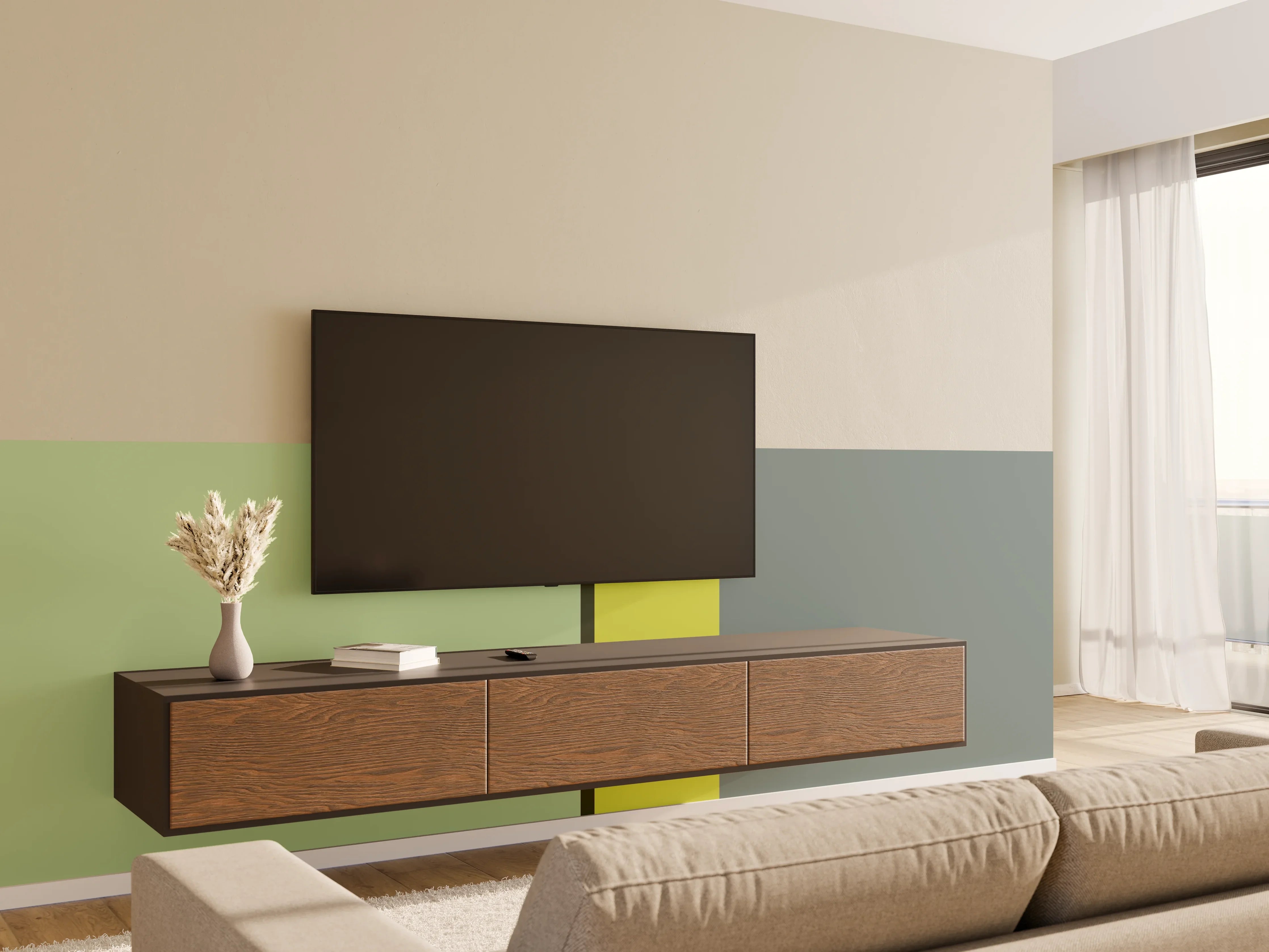 Wandverkleidung Wohnzimmer - The Greens - Vertical - Matcha