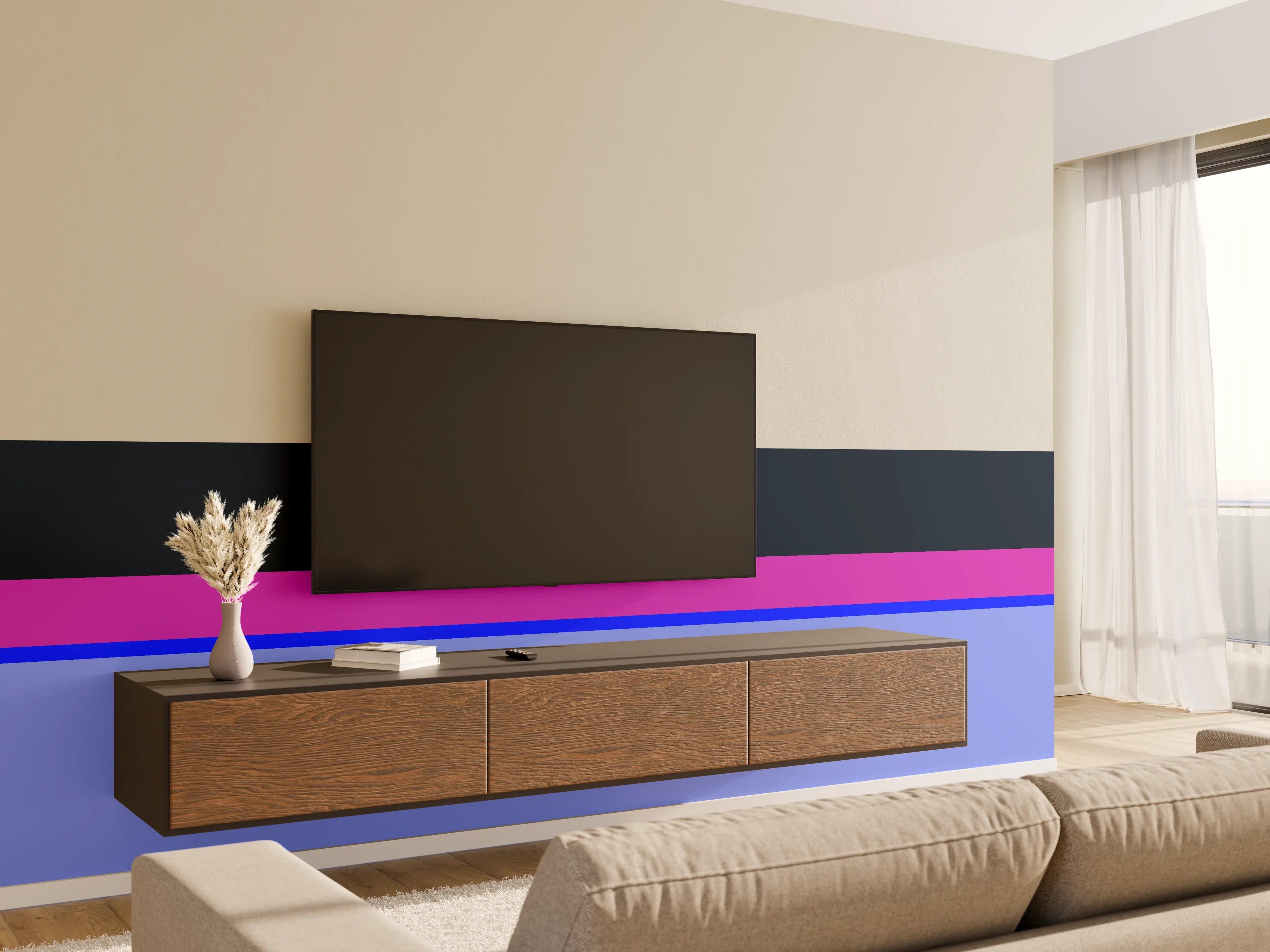 Wandverkleidung Wohnzimmer - The Neons - Horizontal - Luna