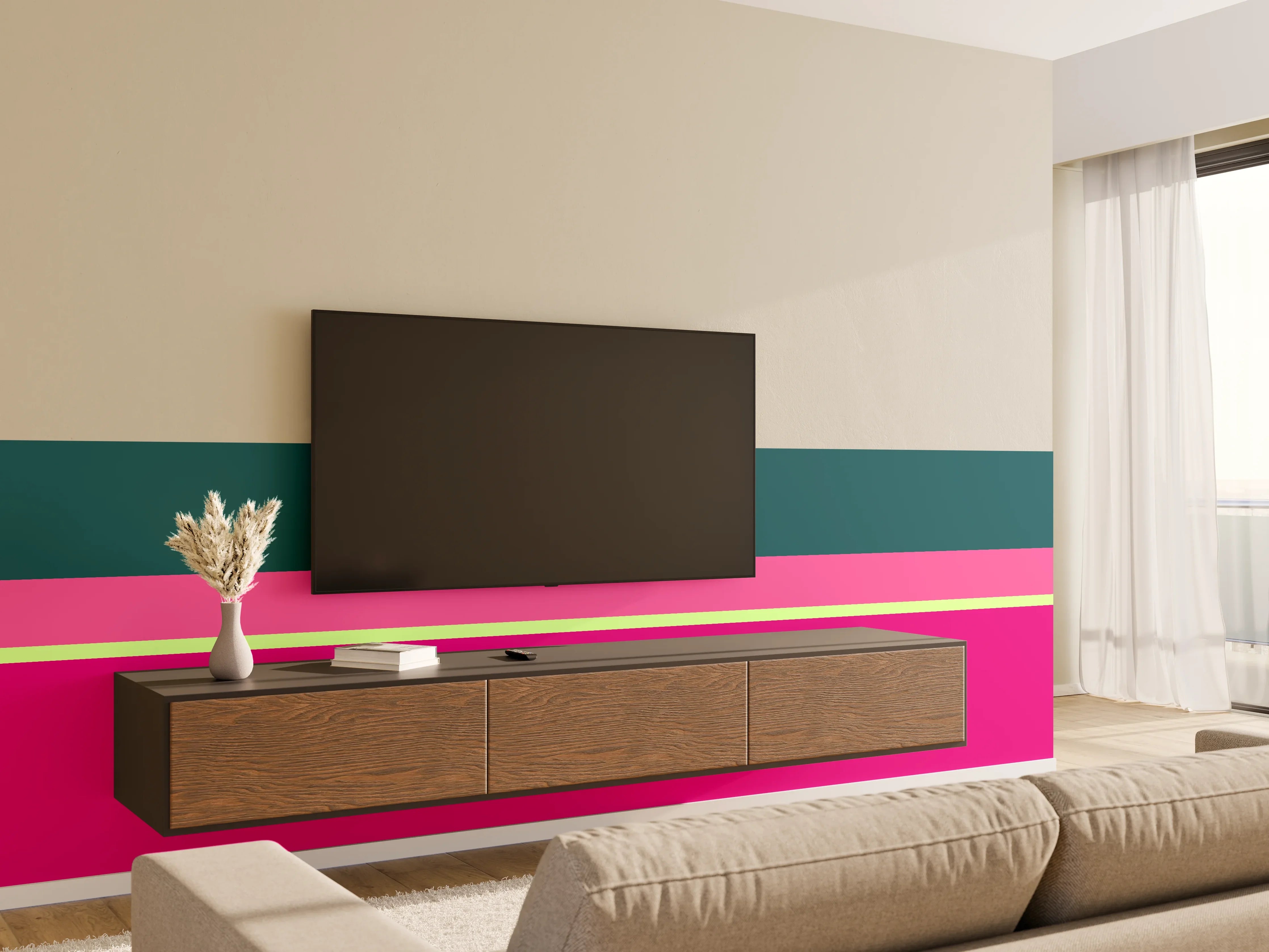 Wandverkleidung Wohnzimmer - The Neons - Horizontal - Lyra