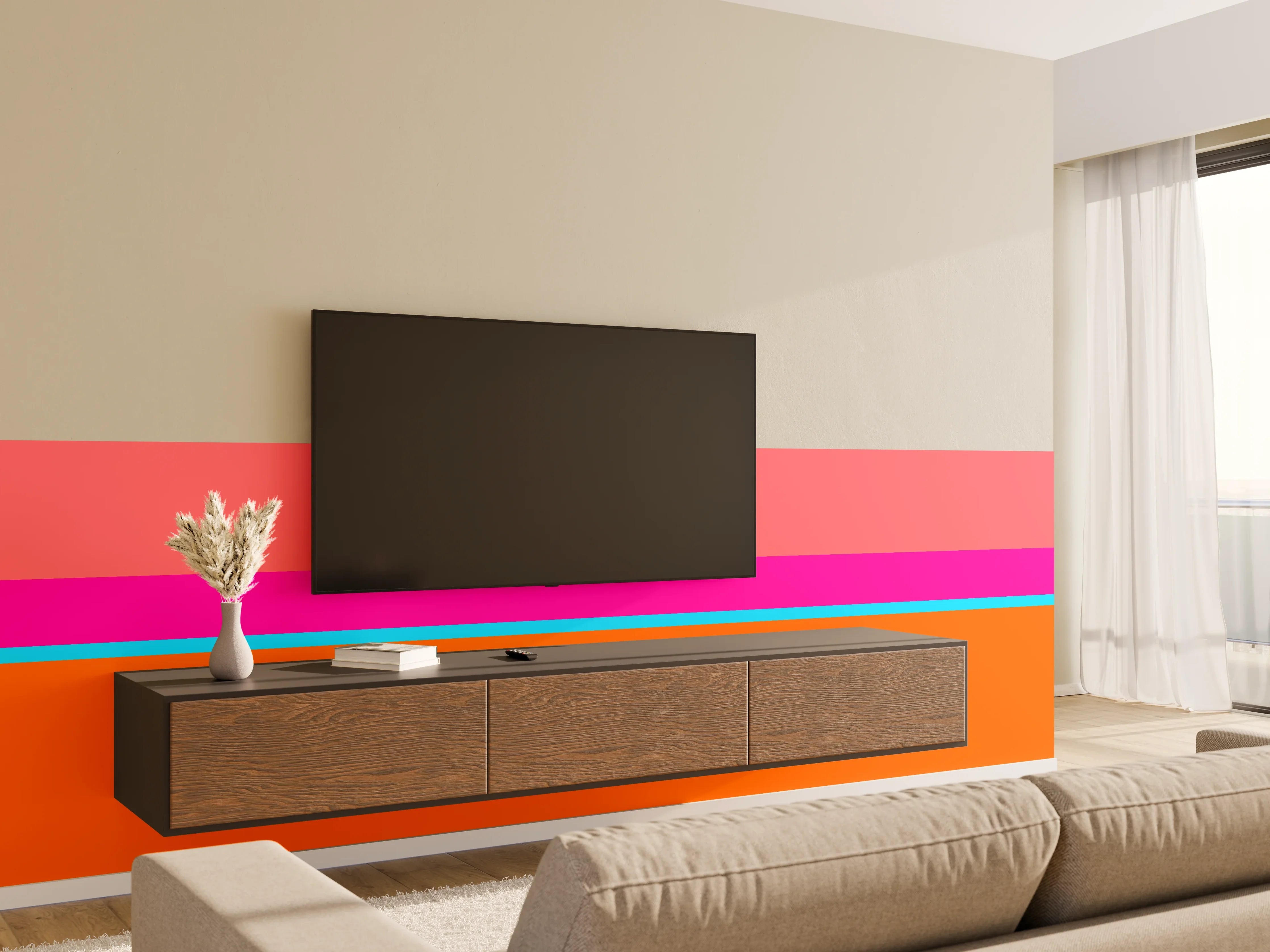 Wandverkleidung Wohnzimmer - The Neons - Horizontal - Nova