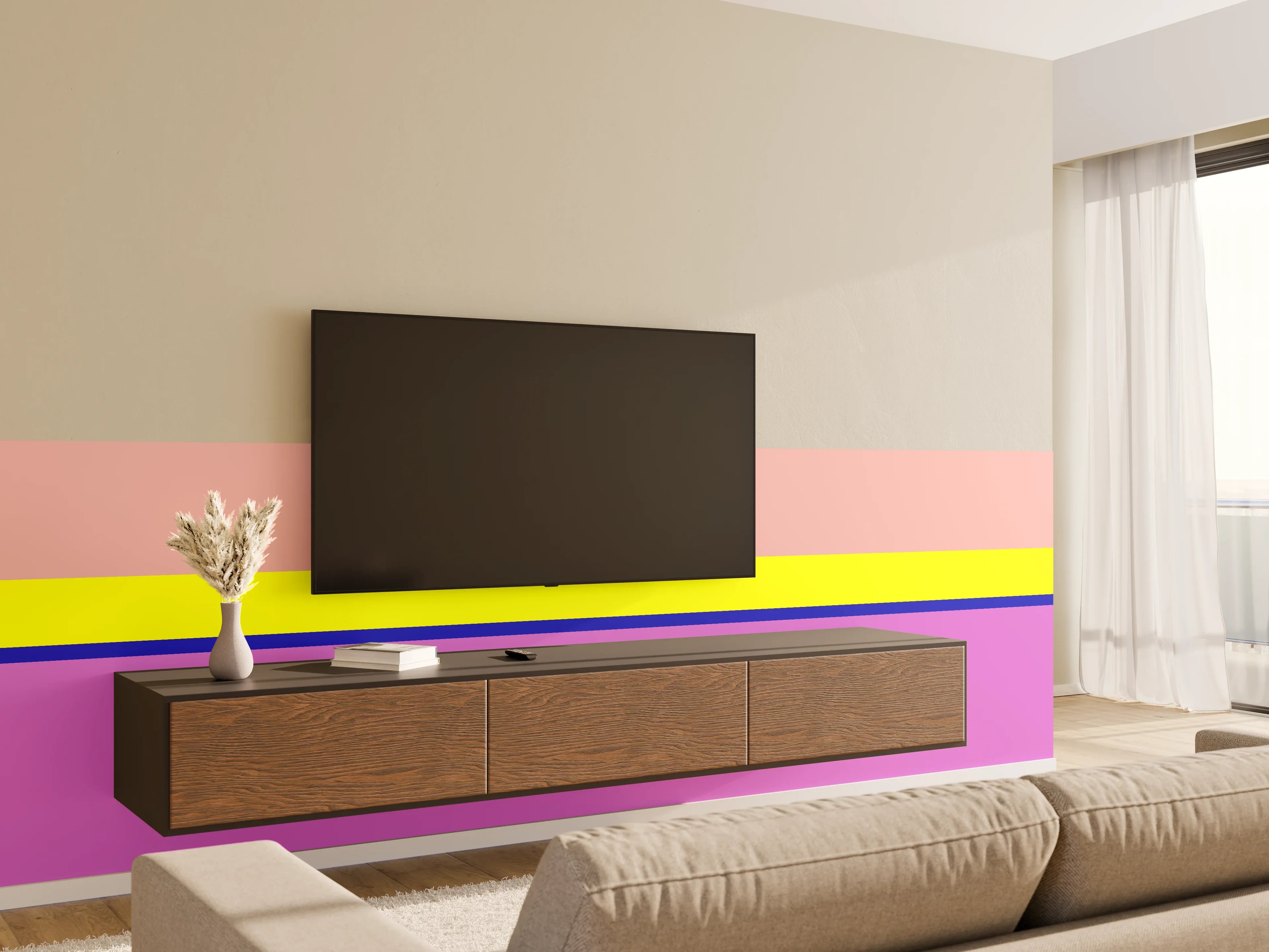 Wandverkleidung Wohnzimmer - The Neons - Horizontal - Stellar