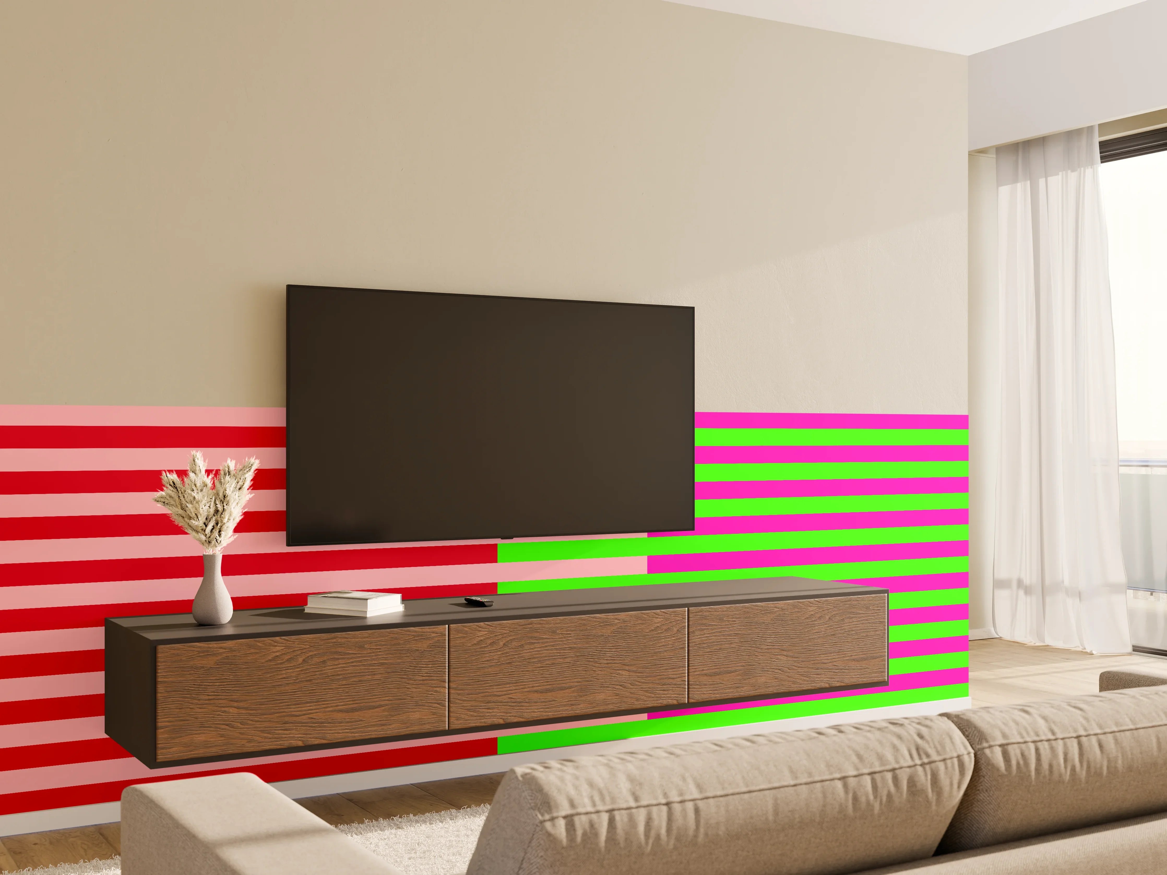 Wandverkleidung Wohnzimmer - The Neons - Multy Stripes - Nox