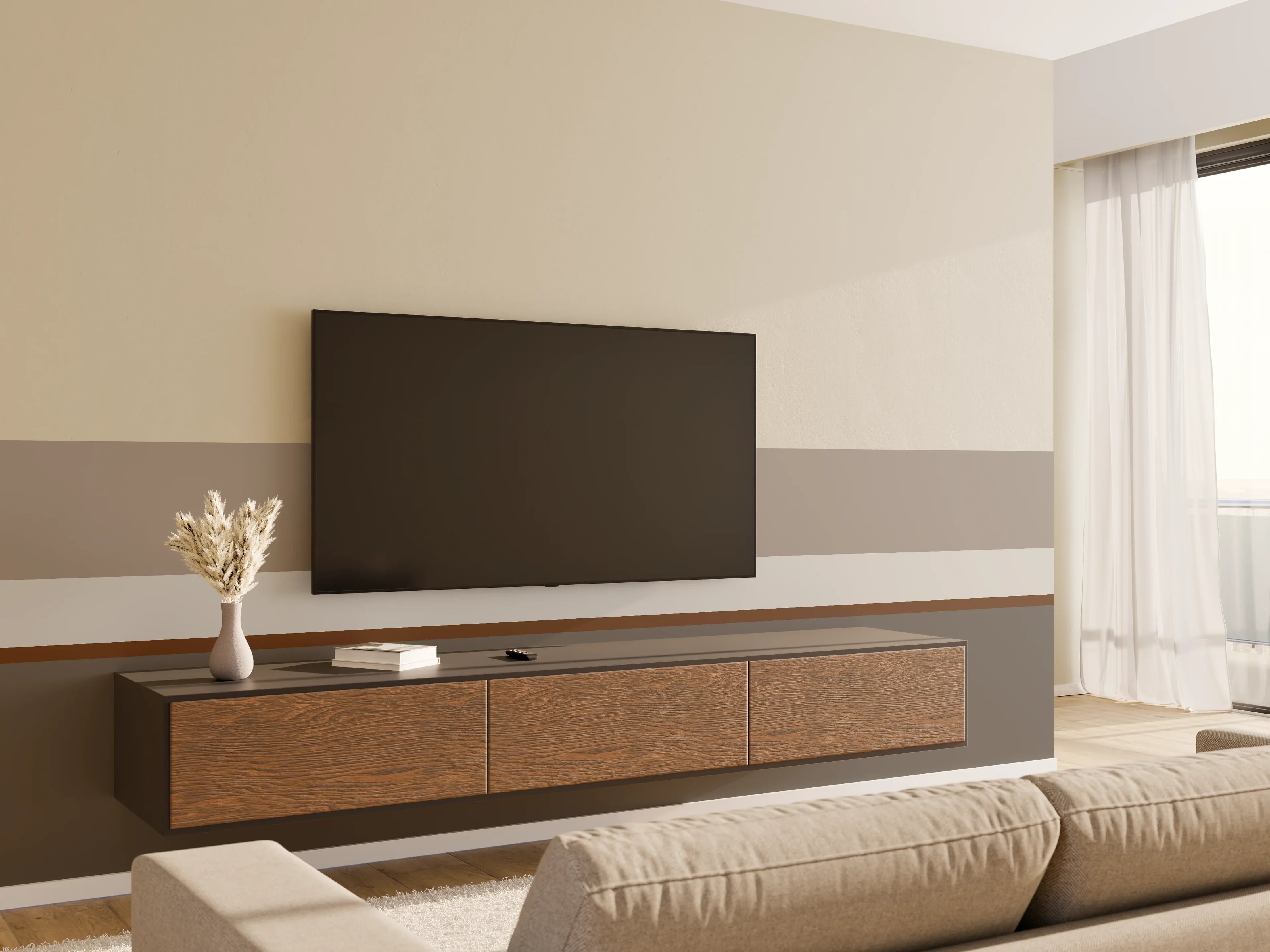 Wandverkleidung Wohnzimmer - The Nudes - Horizontal - Ash