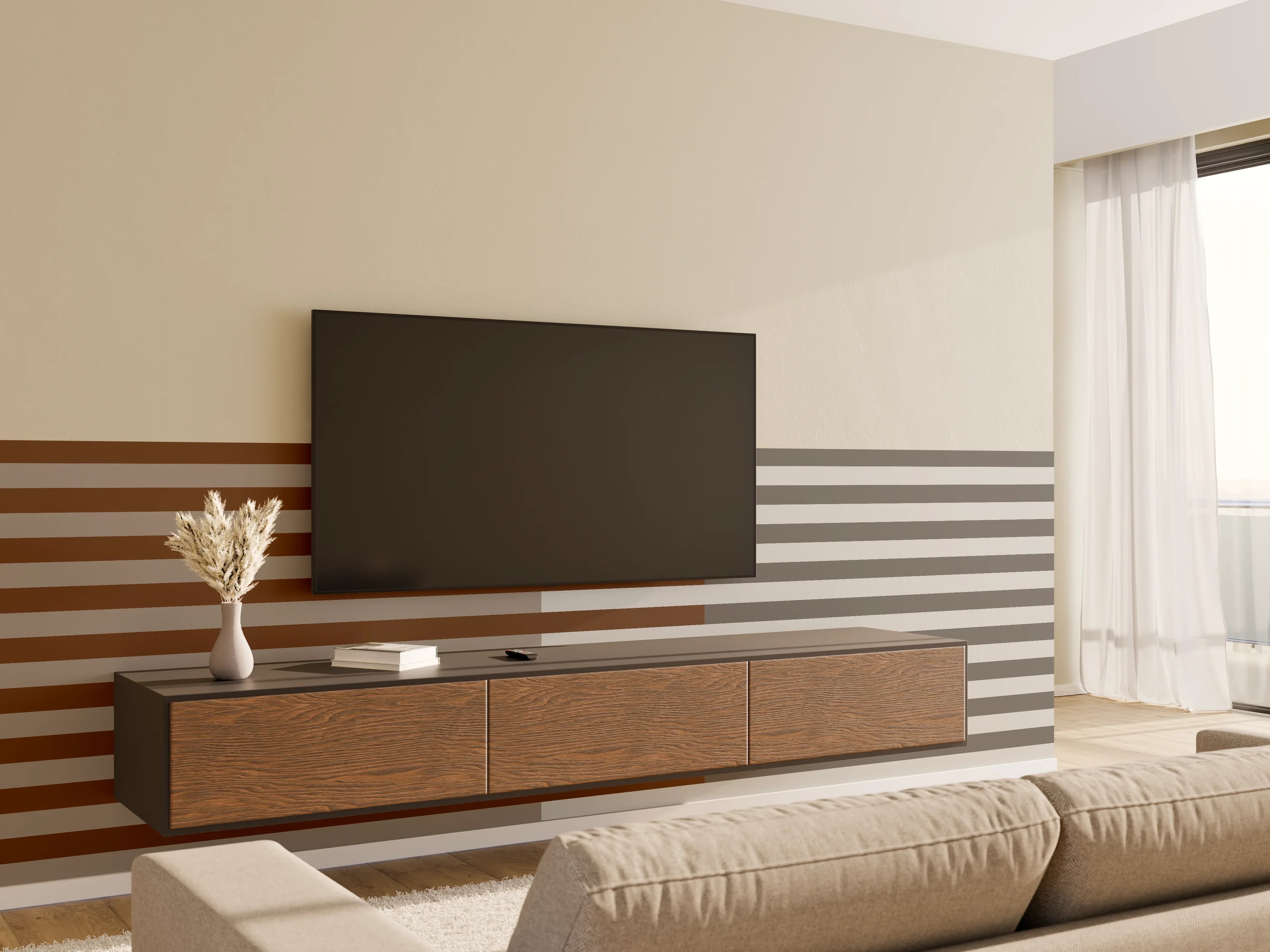 Wandverkleidung Wohnzimmer - The Nudes - Multy Stripes - Ash