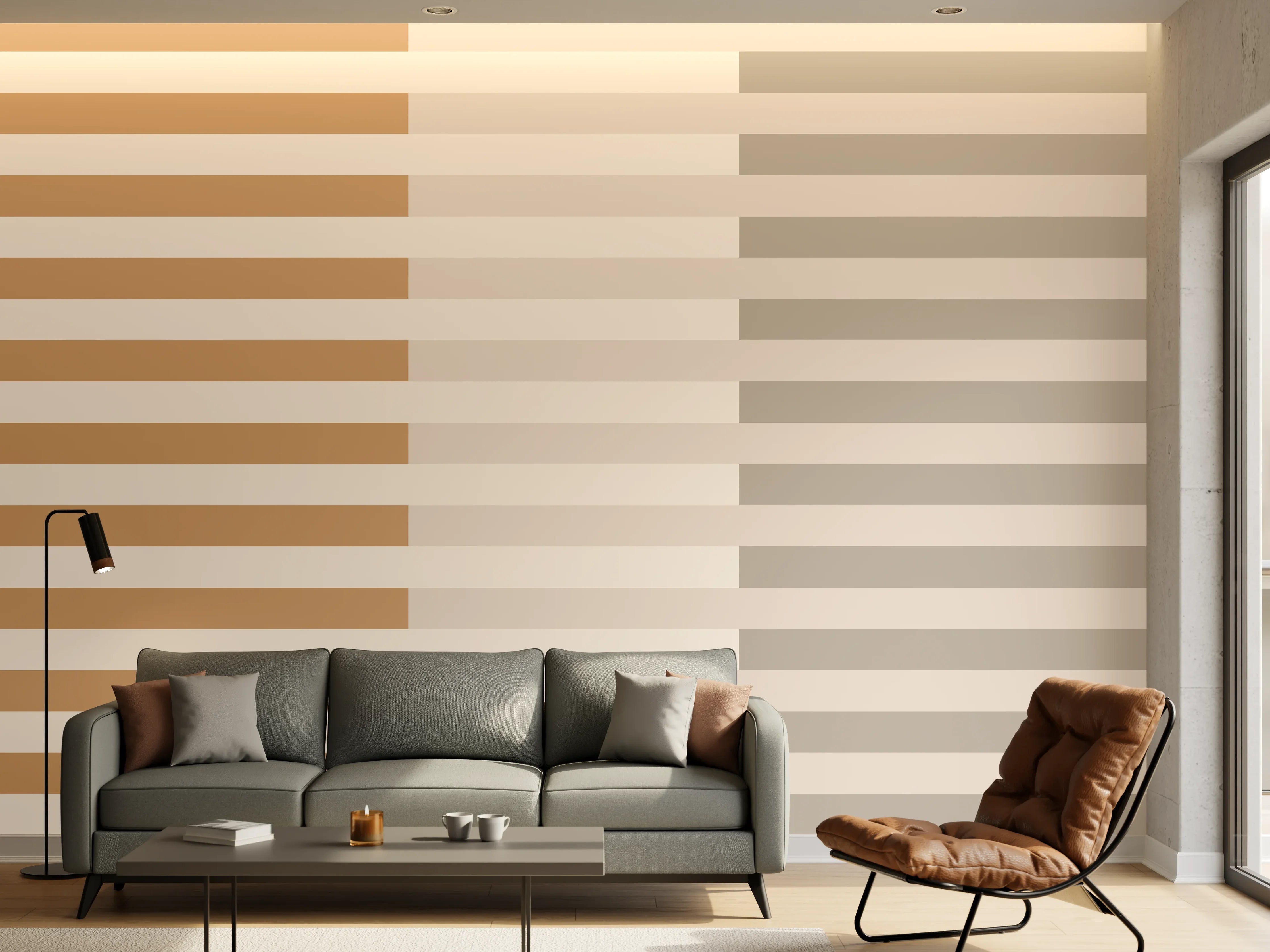 Wandverkleidung Wohnzimmer - The Nudes - Multy Stripes - Caramel