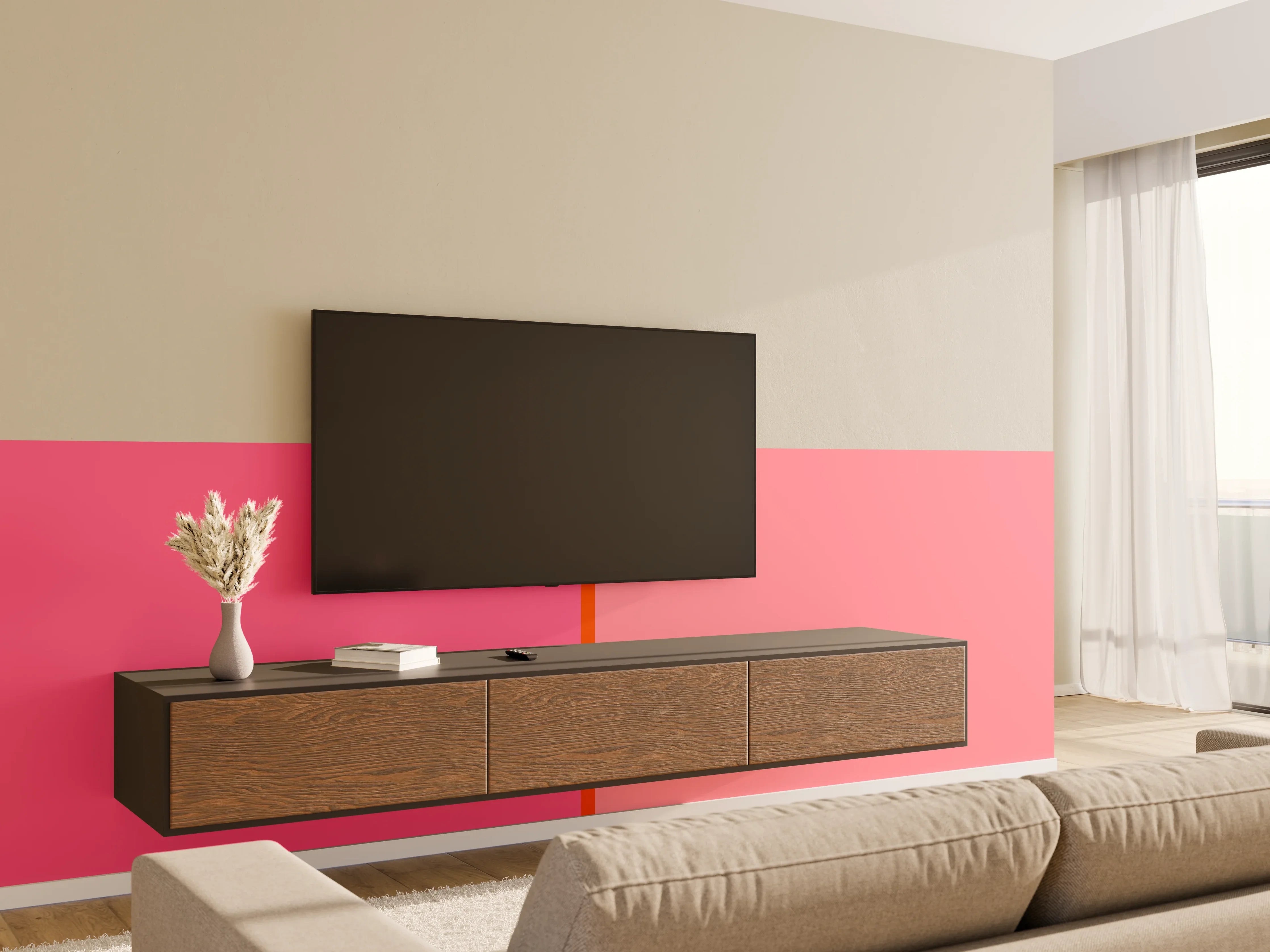 Wandverkleidung Wohnzimmer - The Oranges - Easy Vertical - Raspberry