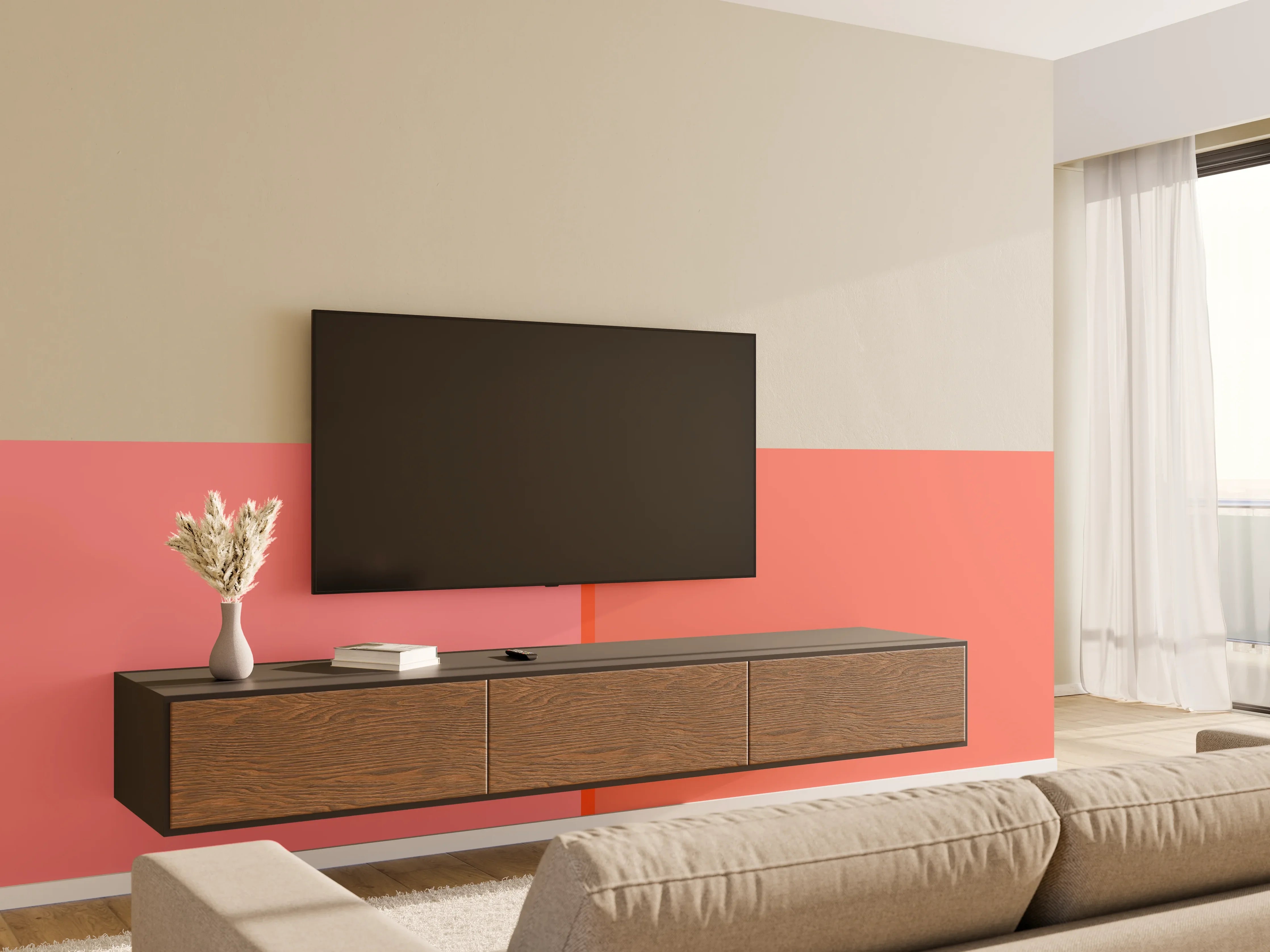 Wandverkleidung Wohnzimmer - The Oranges - Easy Vertical - Salmon