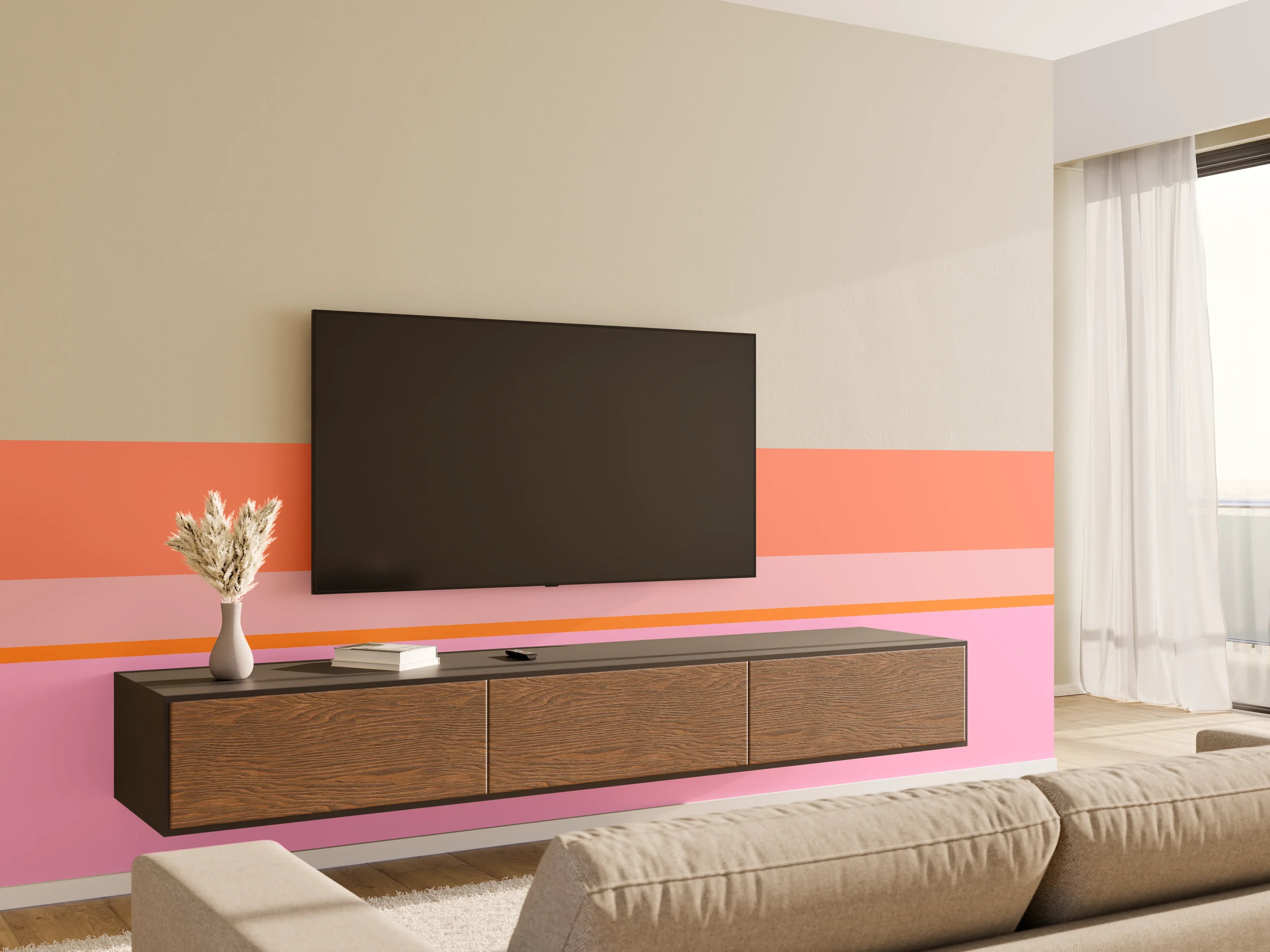 Wandverkleidung Wohnzimmer - The Oranges - Horizontal - Coral