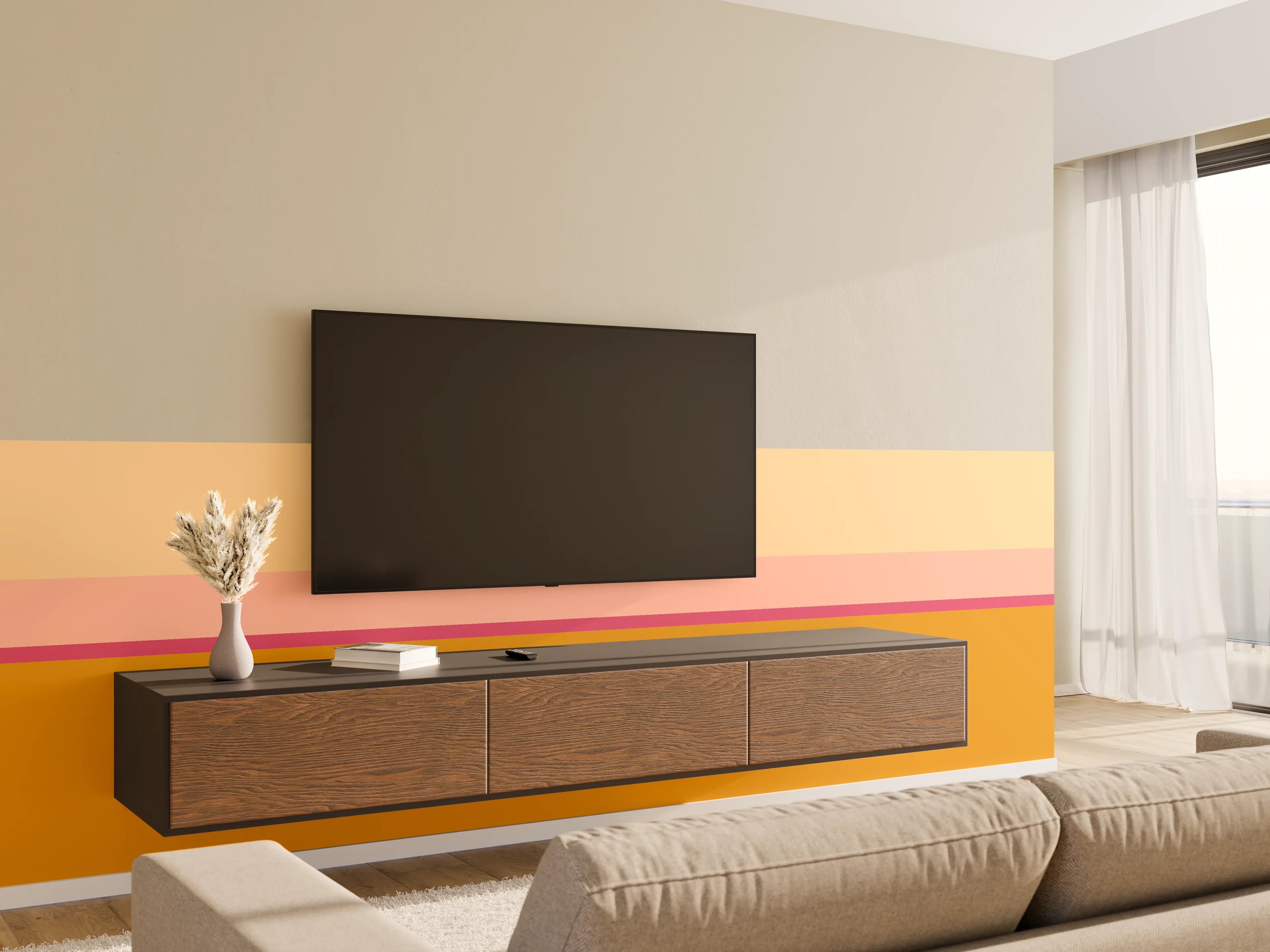 Wandverkleidung Wohnzimmer - The Oranges - Horizontal - Cotton Candy