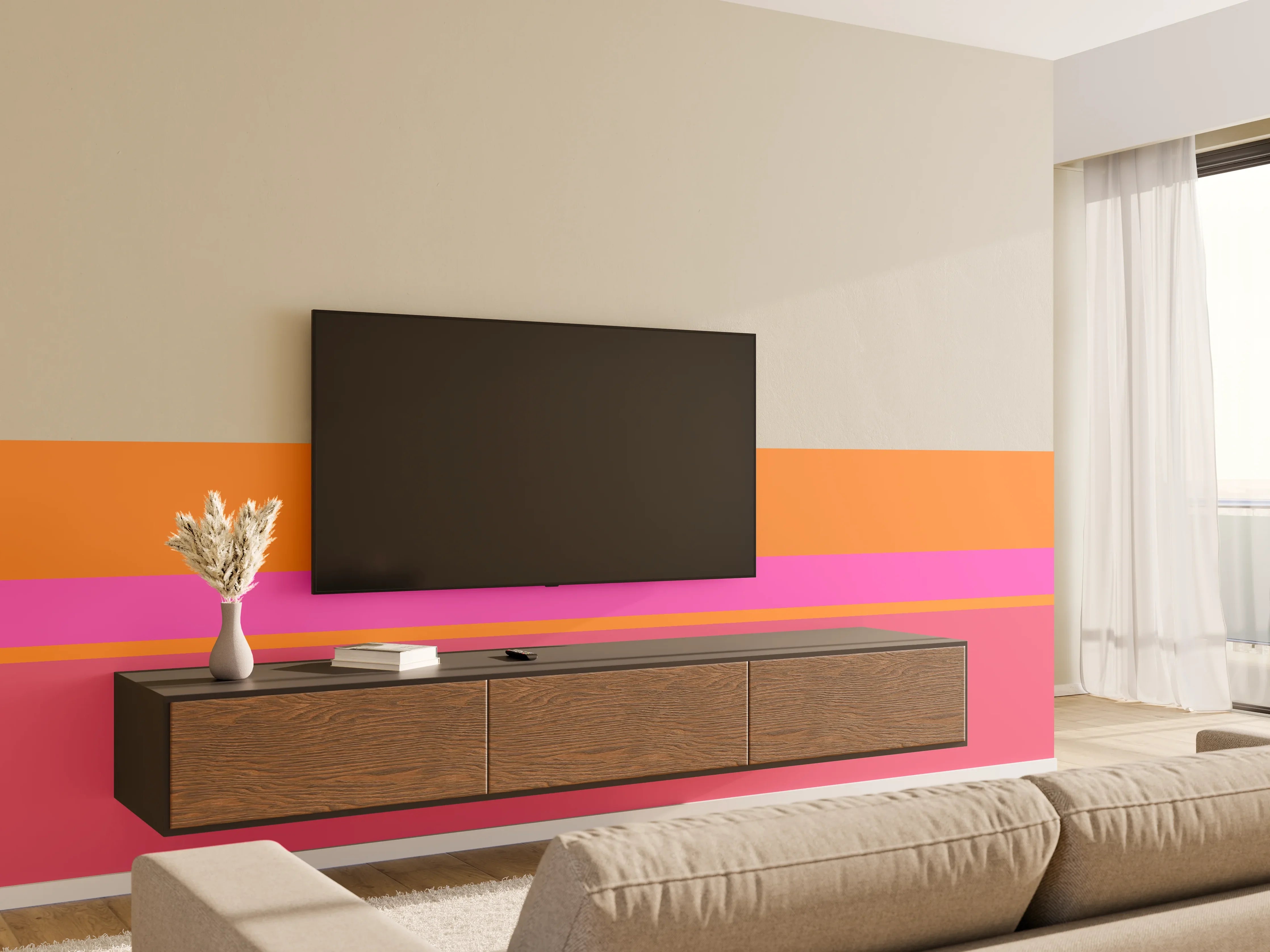 Wandverkleidung Wohnzimmer - The Oranges - Horizontal - Fuchsia