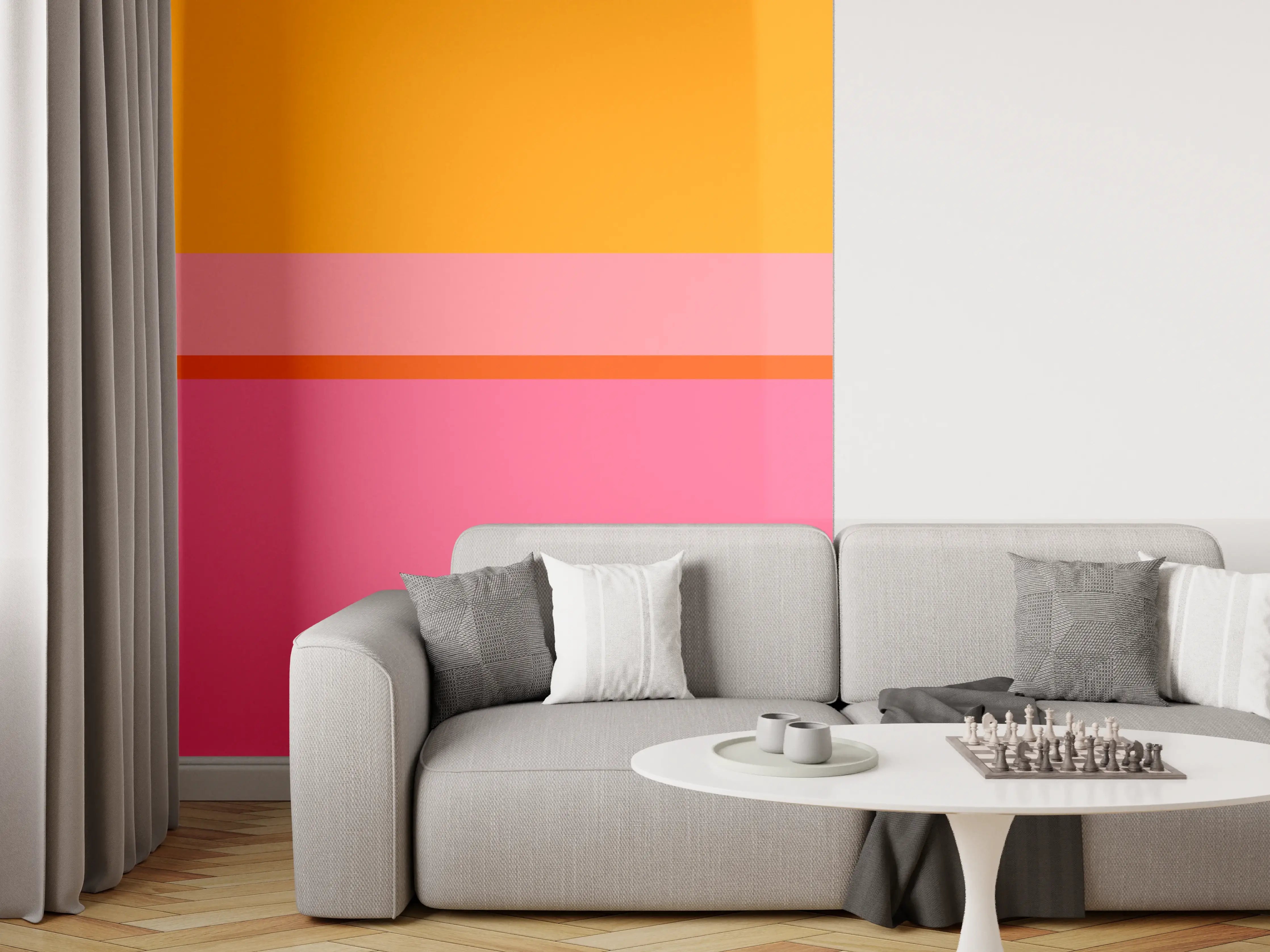 Wandverkleidung Wohnzimmer - The Oranges - Horizontal - Raspberry