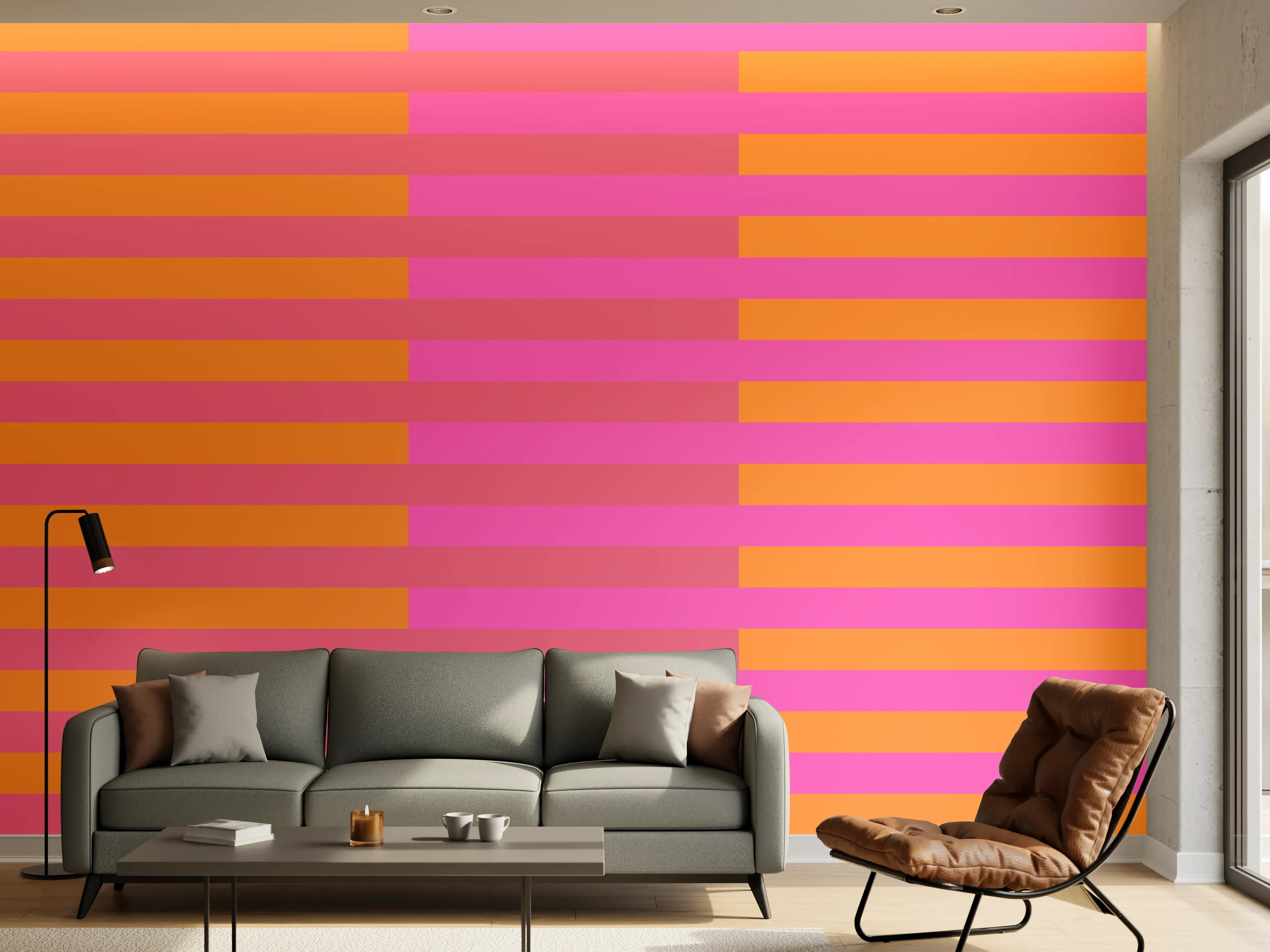 Wandverkleidung Wohnzimmer - The Oranges - Multy Stripes - Fuchsia