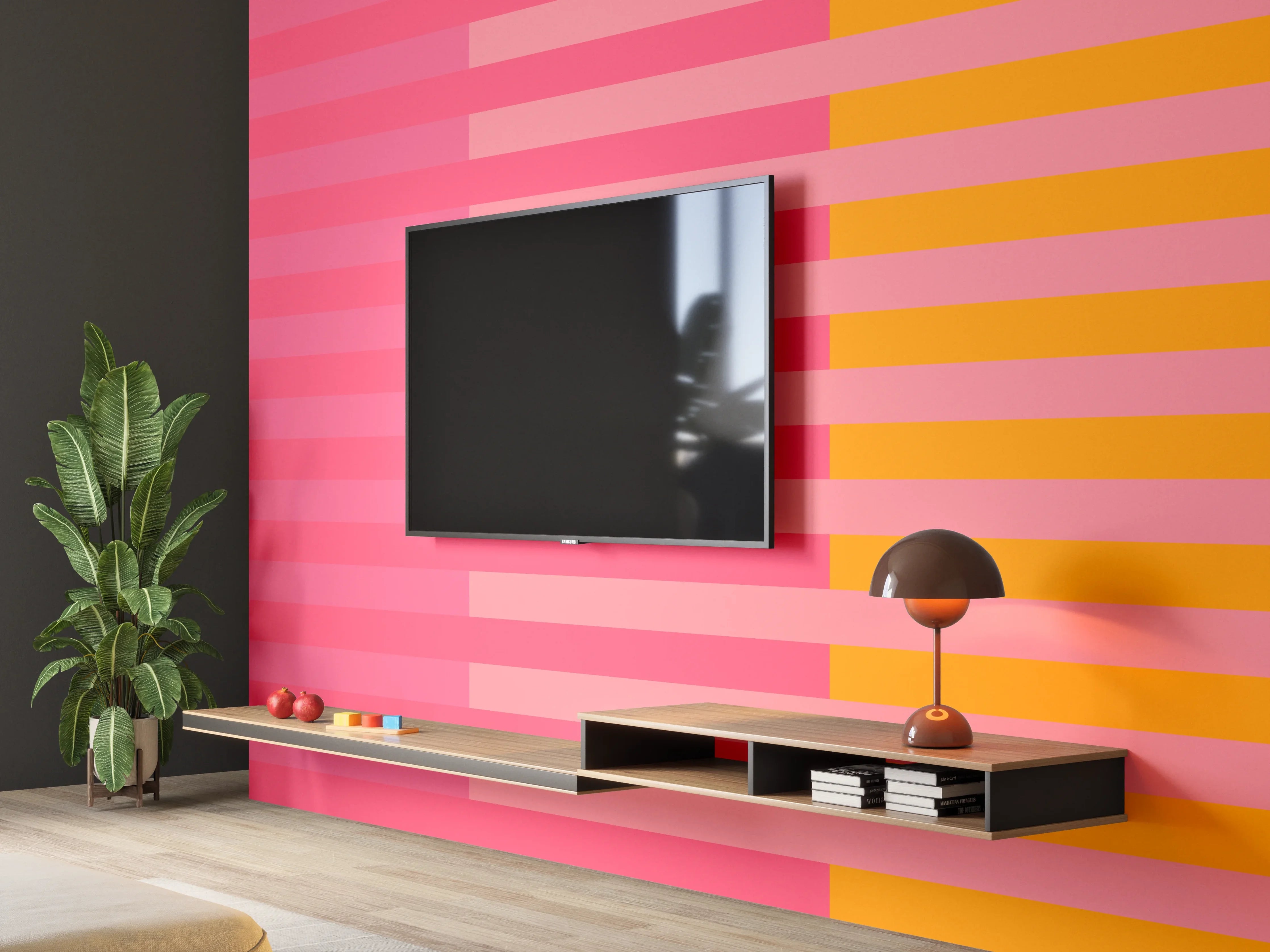 Wandverkleidung Wohnzimmer - The Oranges - Multy Stripes - Raspberry