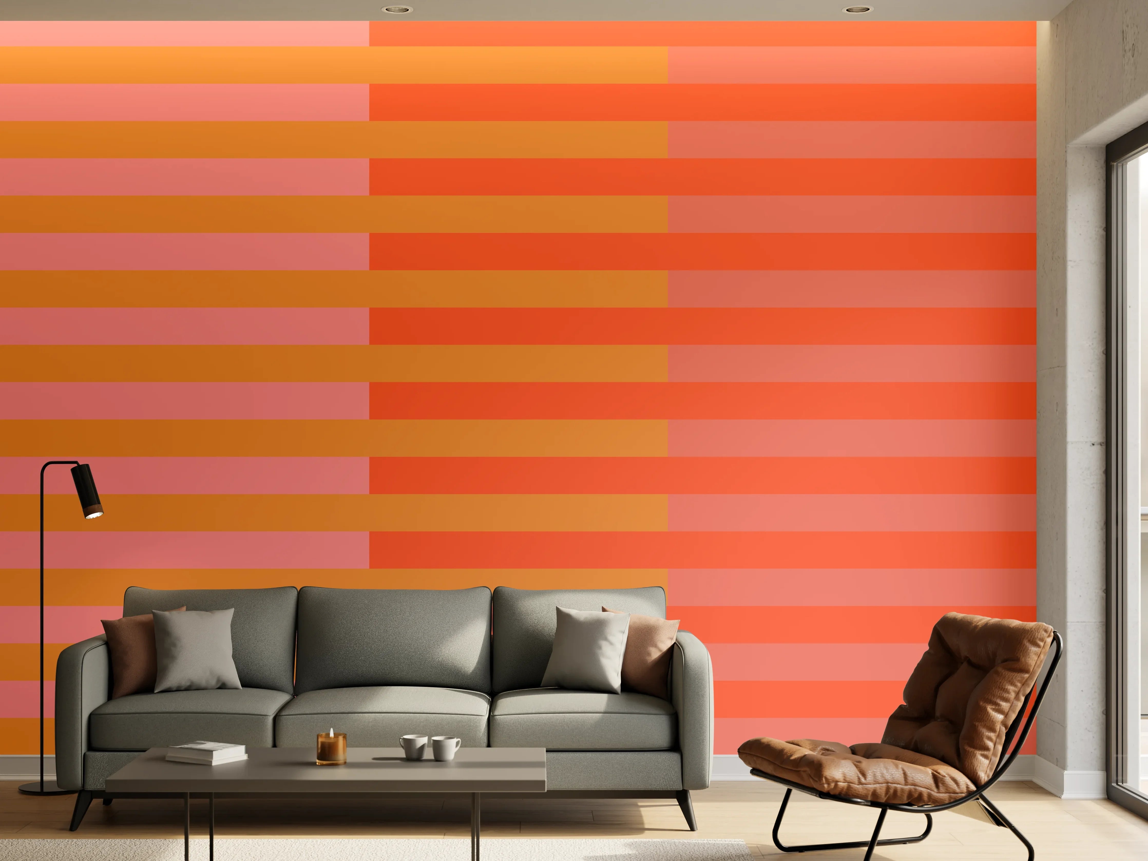 Wandverkleidung Wohnzimmer - The Oranges - Multy Stripes - Salmon