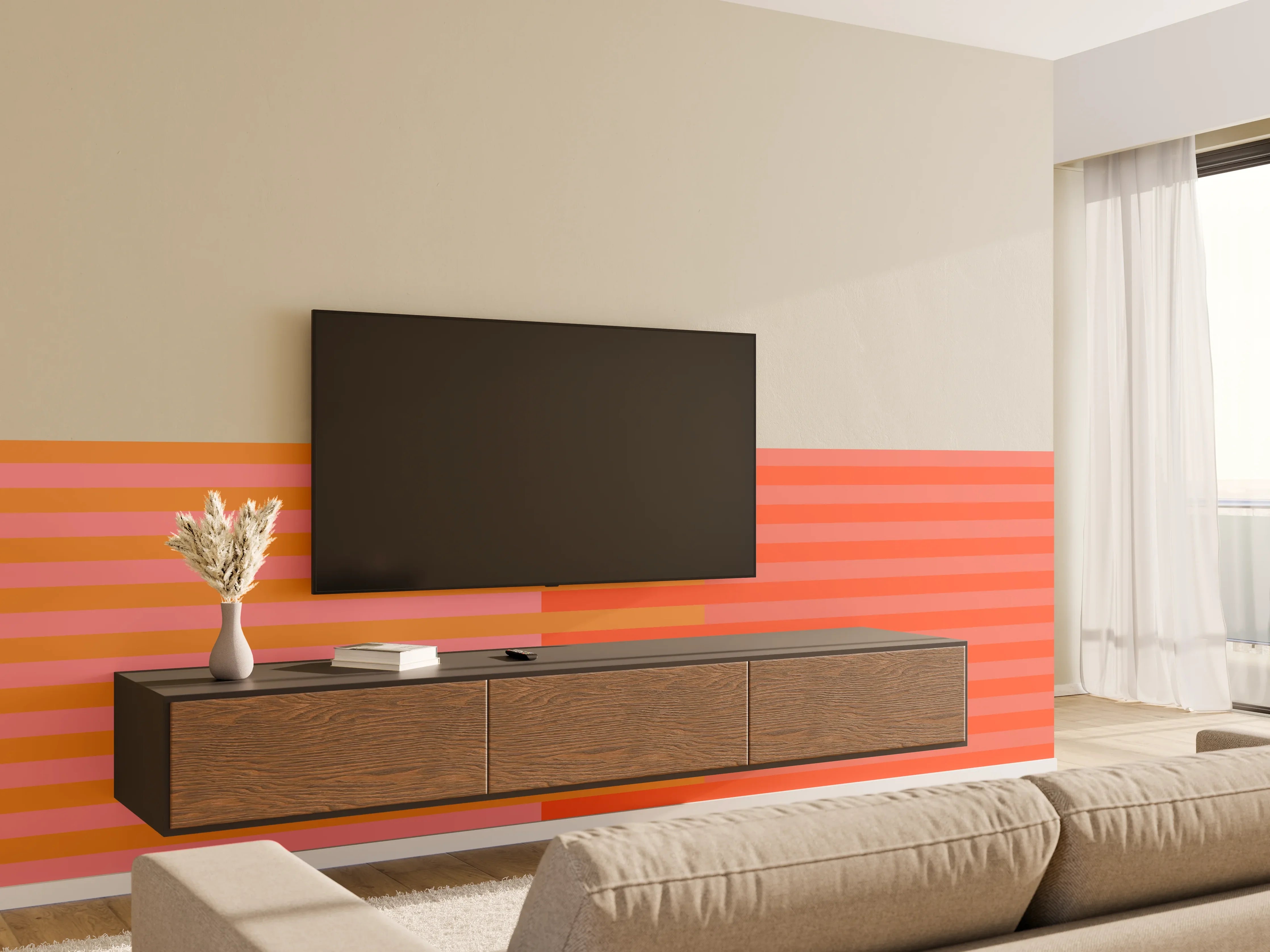 Wandverkleidung Wohnzimmer - The Oranges - Multy Stripes - Salmon