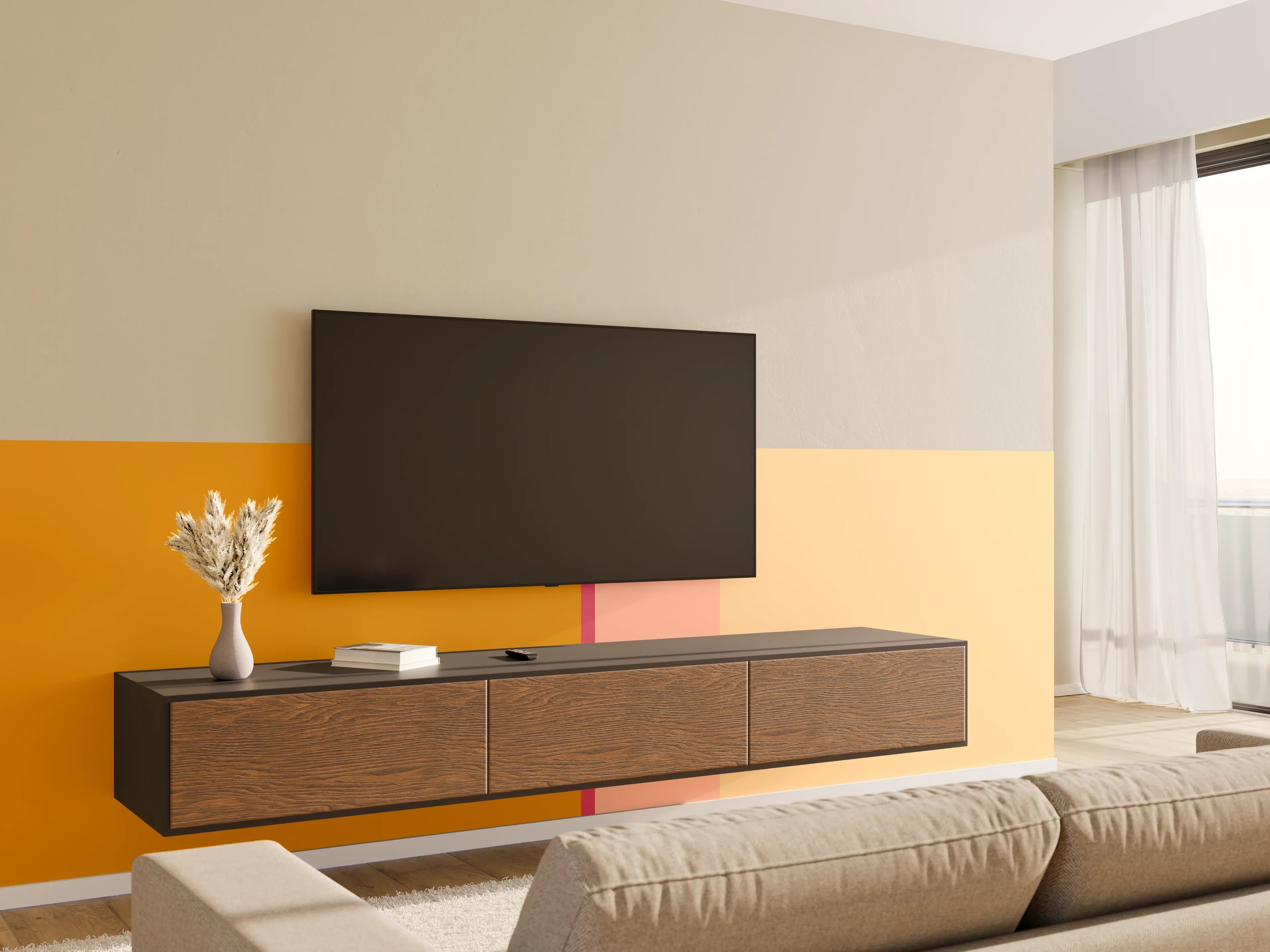 Wandverkleidung Wohnzimmer - The Oranges - Vertical - Cotton Candy