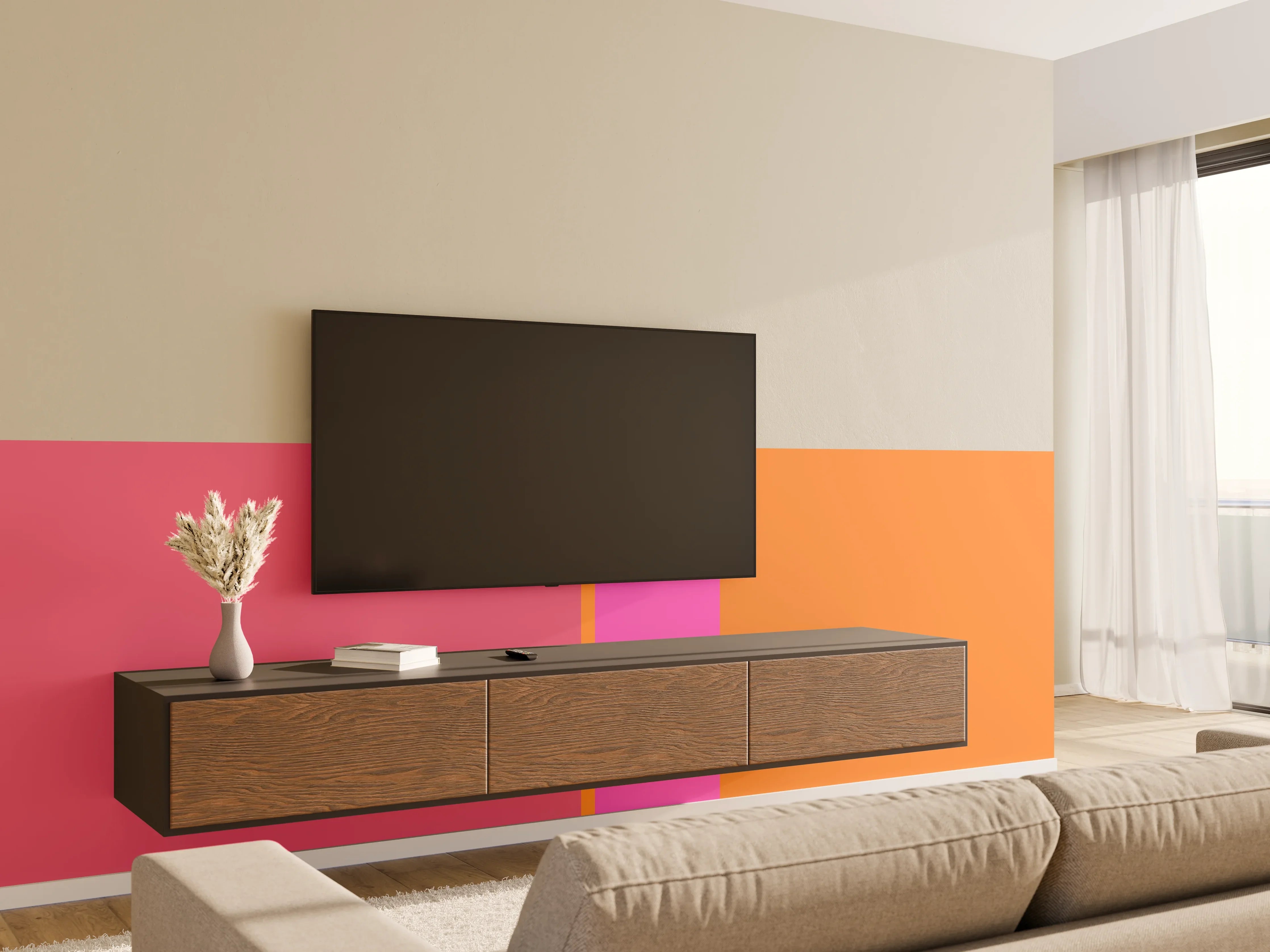 Wandverkleidung Wohnzimmer - The Oranges - Vertical - Fuchsia