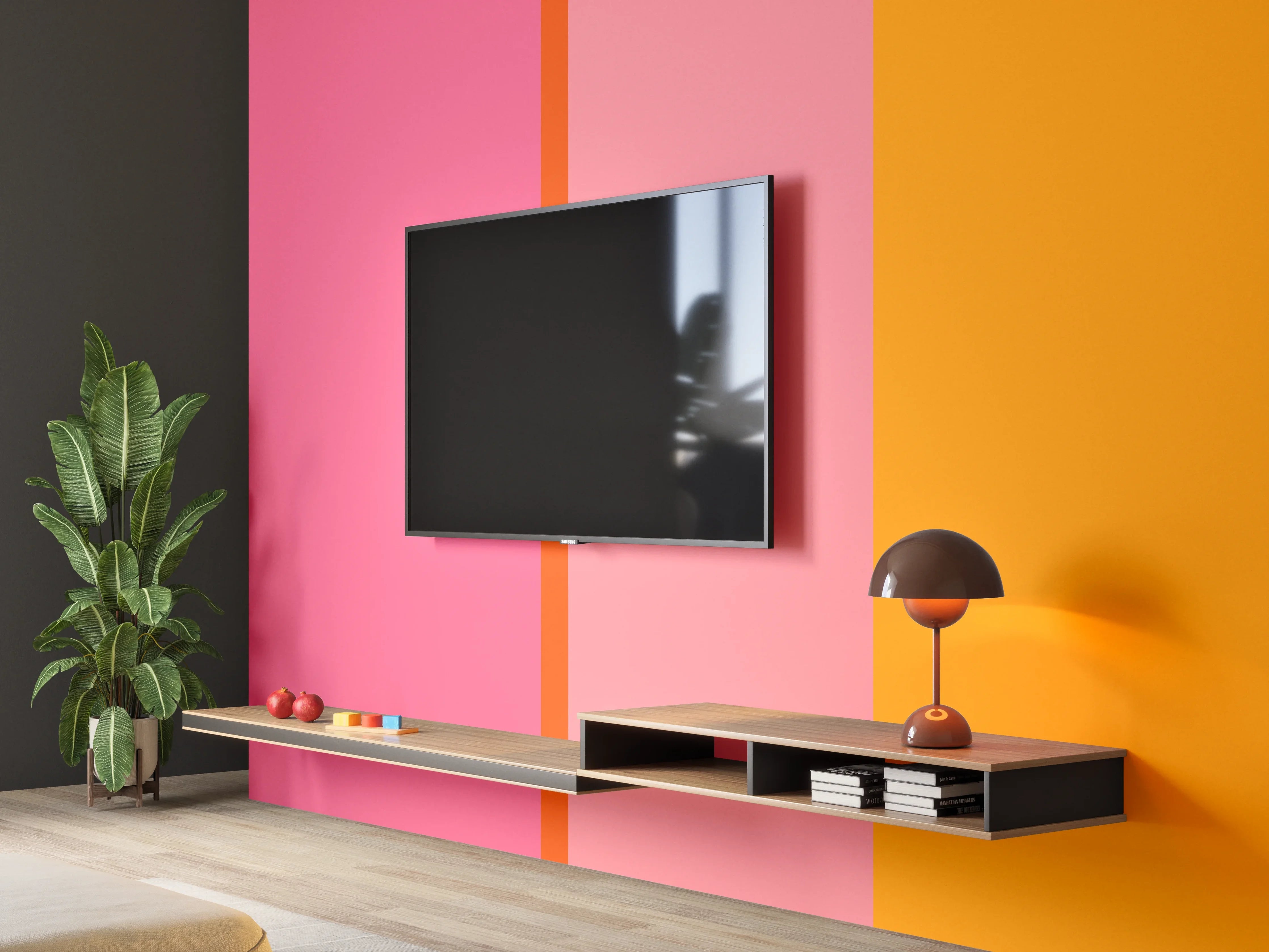 Wandverkleidung Wohnzimmer - The Oranges - Vertical - Raspberry