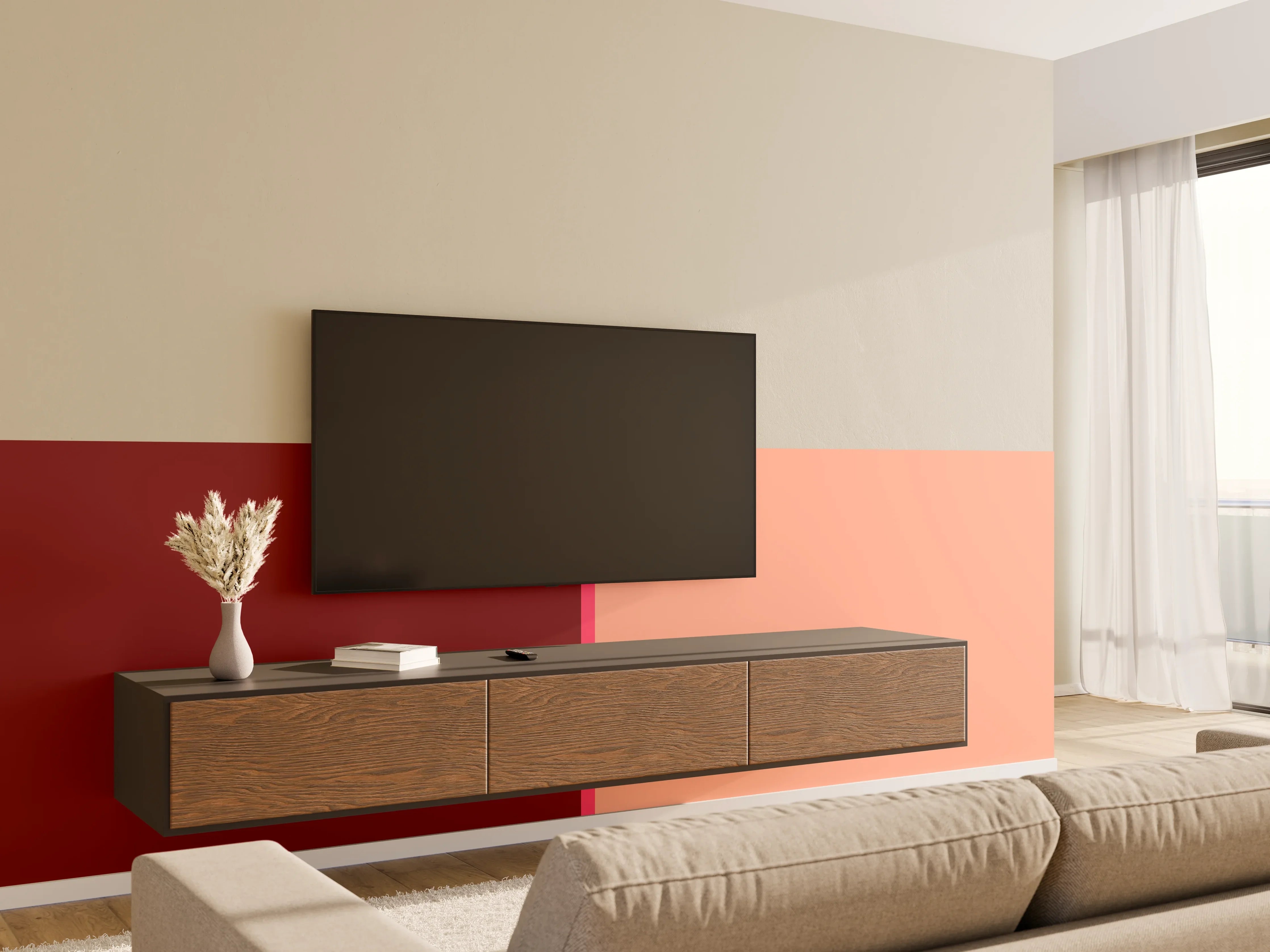Wandverkleidung Wohnzimmer - The Reds - Easy Vertikal - Cherry
