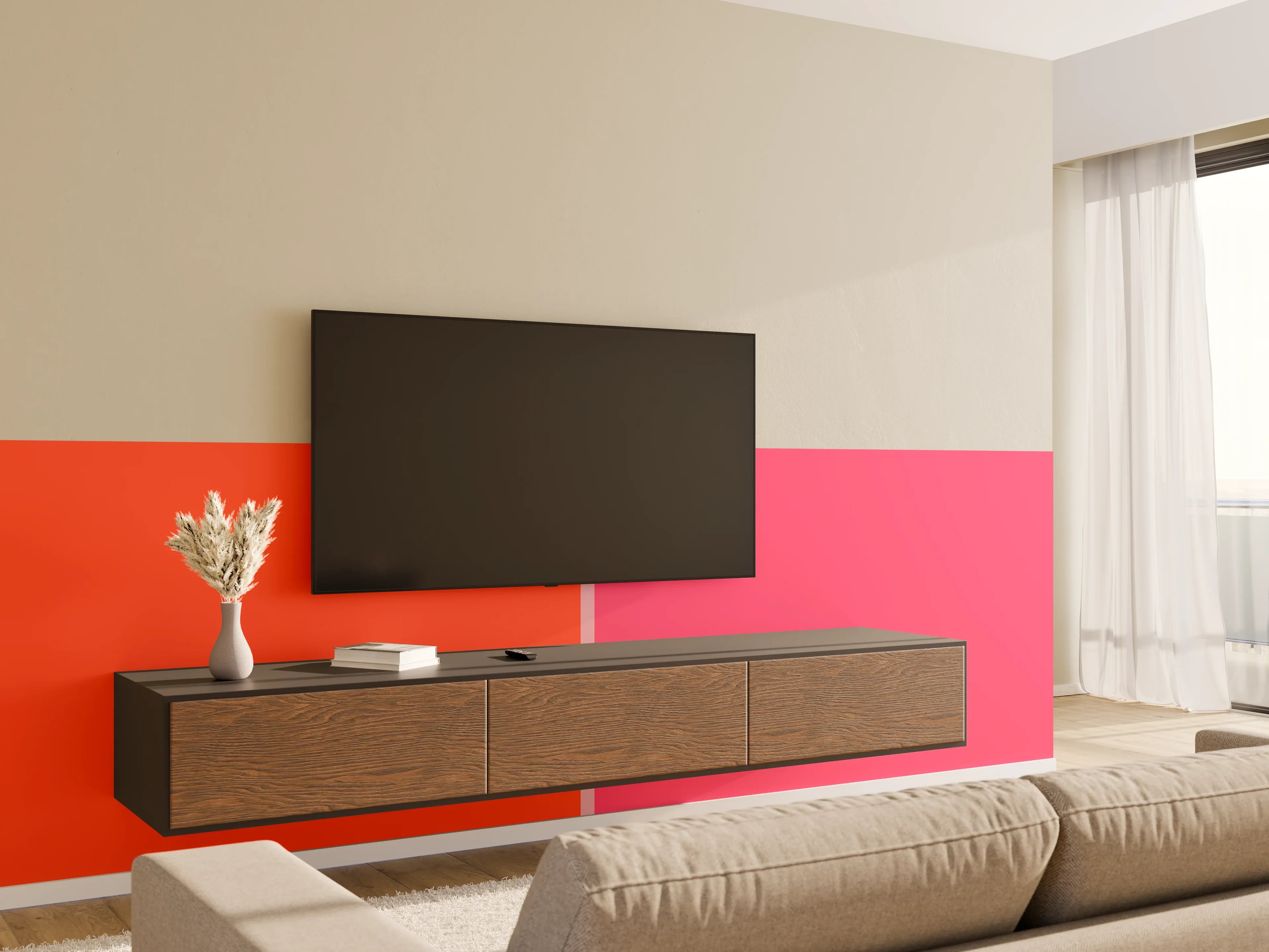Wandverkleidung Wohnzimmer - The Reds - Easy Vertikal - Strawberry