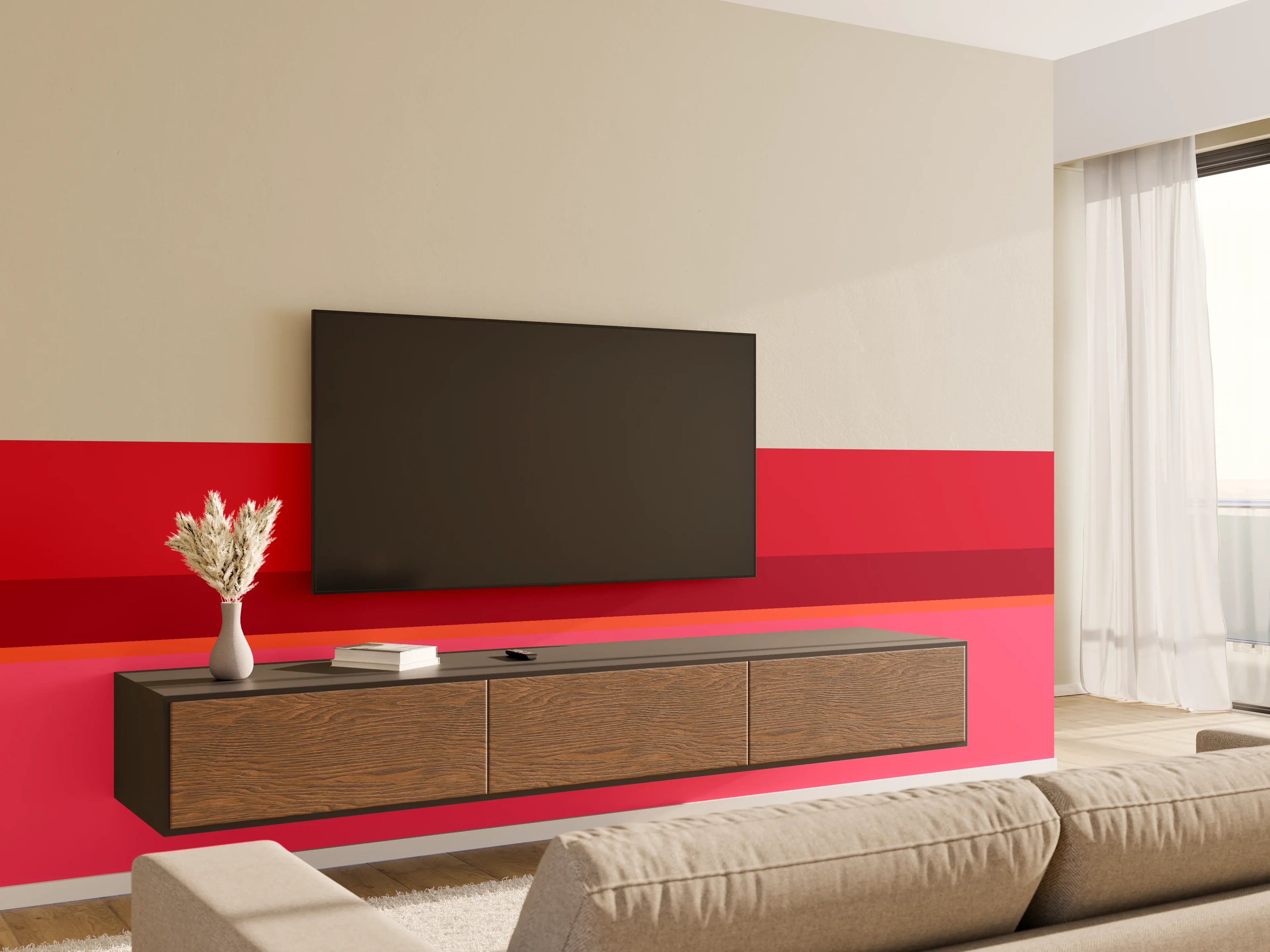 Wandverkleidung Wohnzimmer - The Reds - Horizontal - Pommagranate
