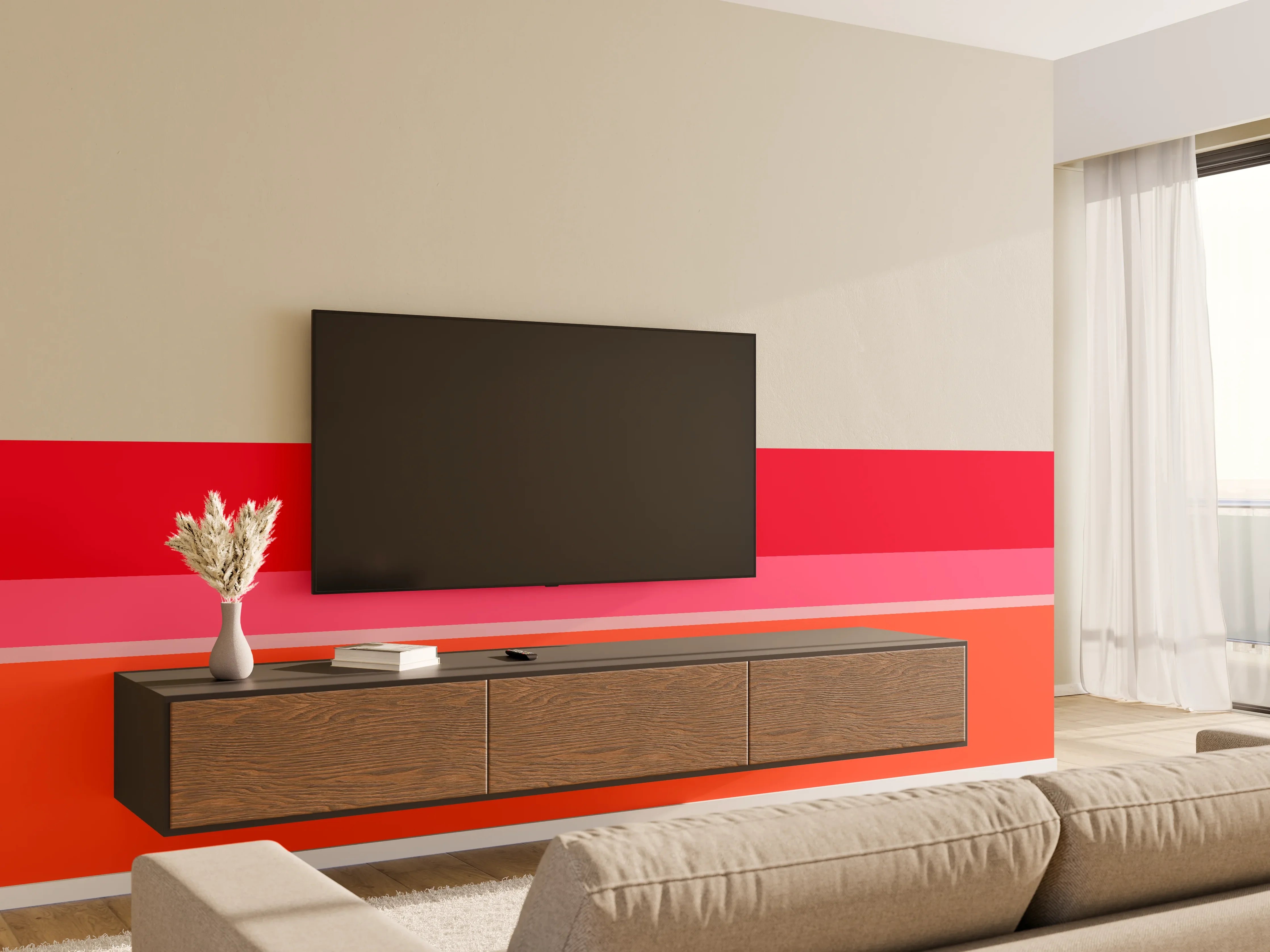Wandverkleidung Wohnzimmer - The Reds - Horizontal - Strawberry