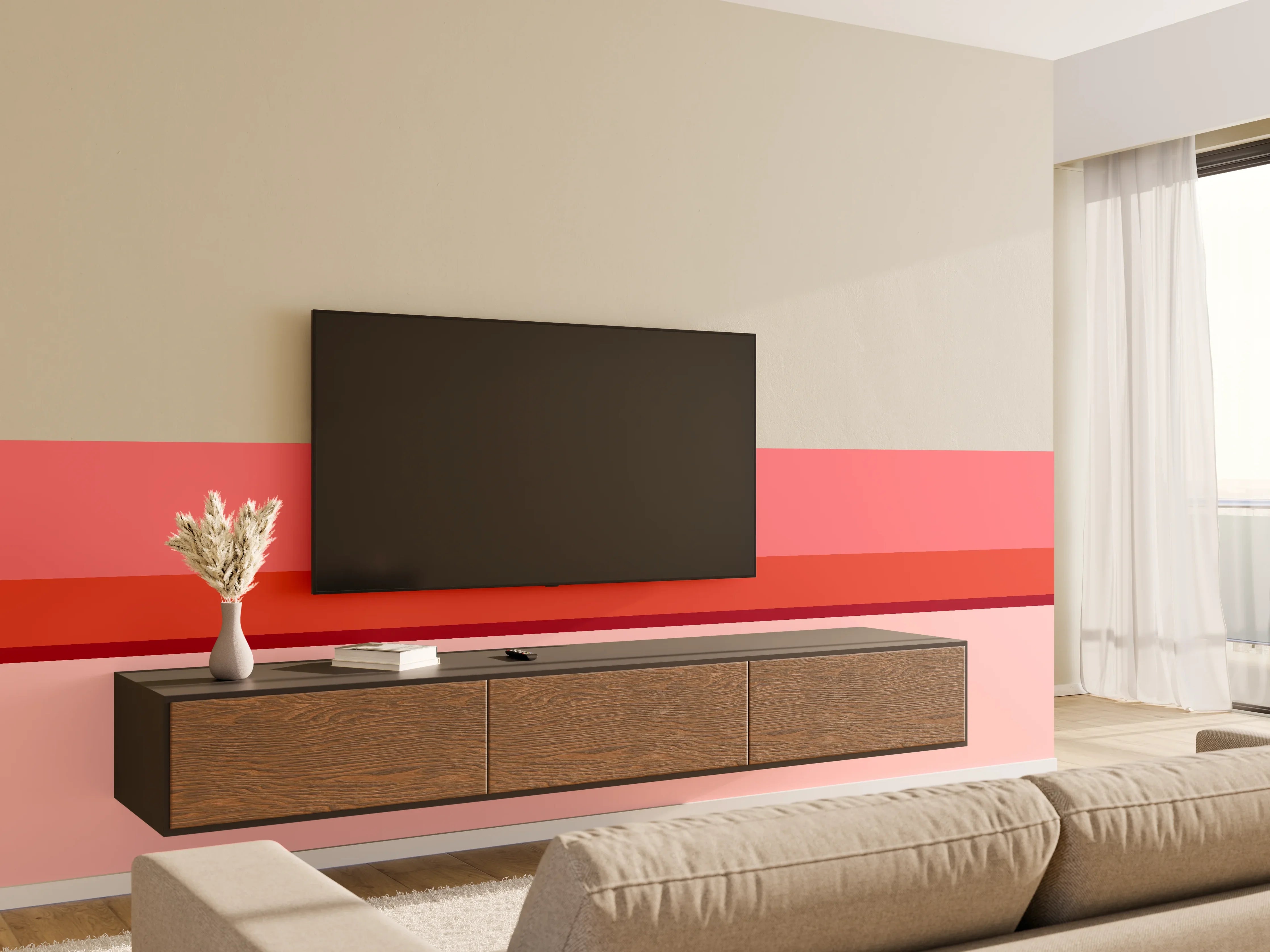 Wandverkleidung Wohnzimmer - The Reds - Horizontal - Tomato