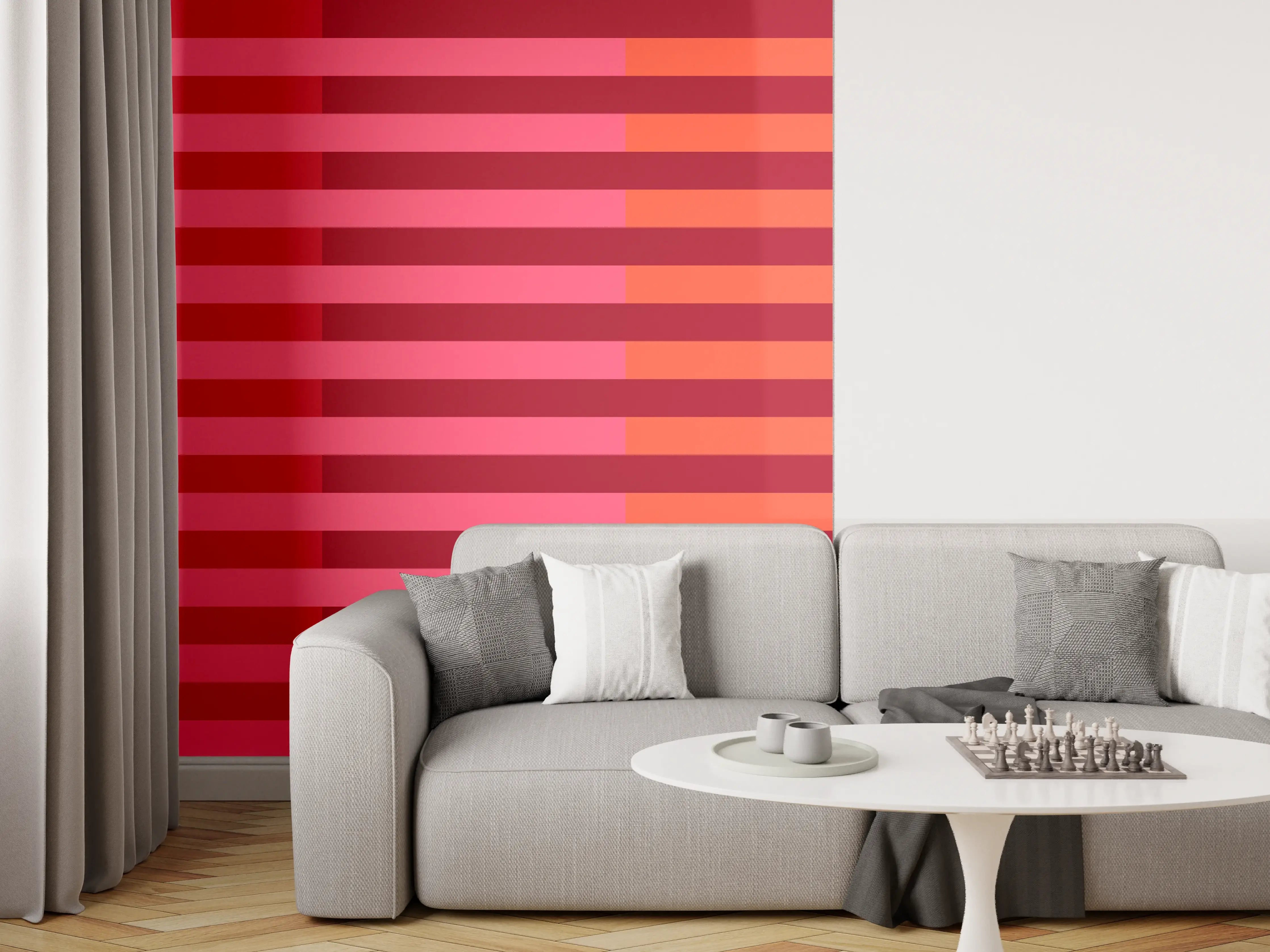 Wandverkleidung Wohnzimmer - The Reds - Multy Stripes - Pomegranate
