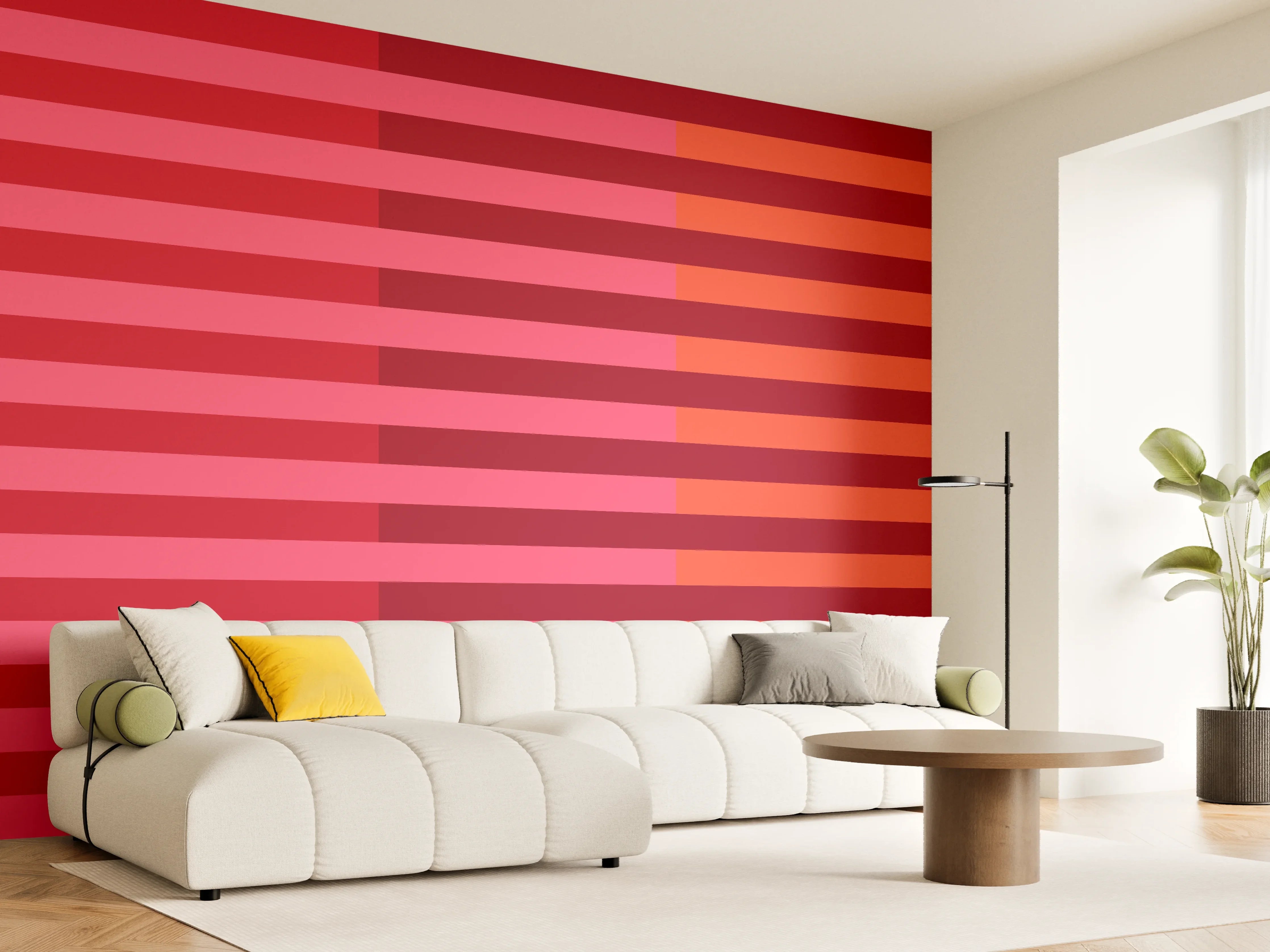 Wandverkleidung Wohnzimmer - The Reds - Multy Stripes - Pomegranate