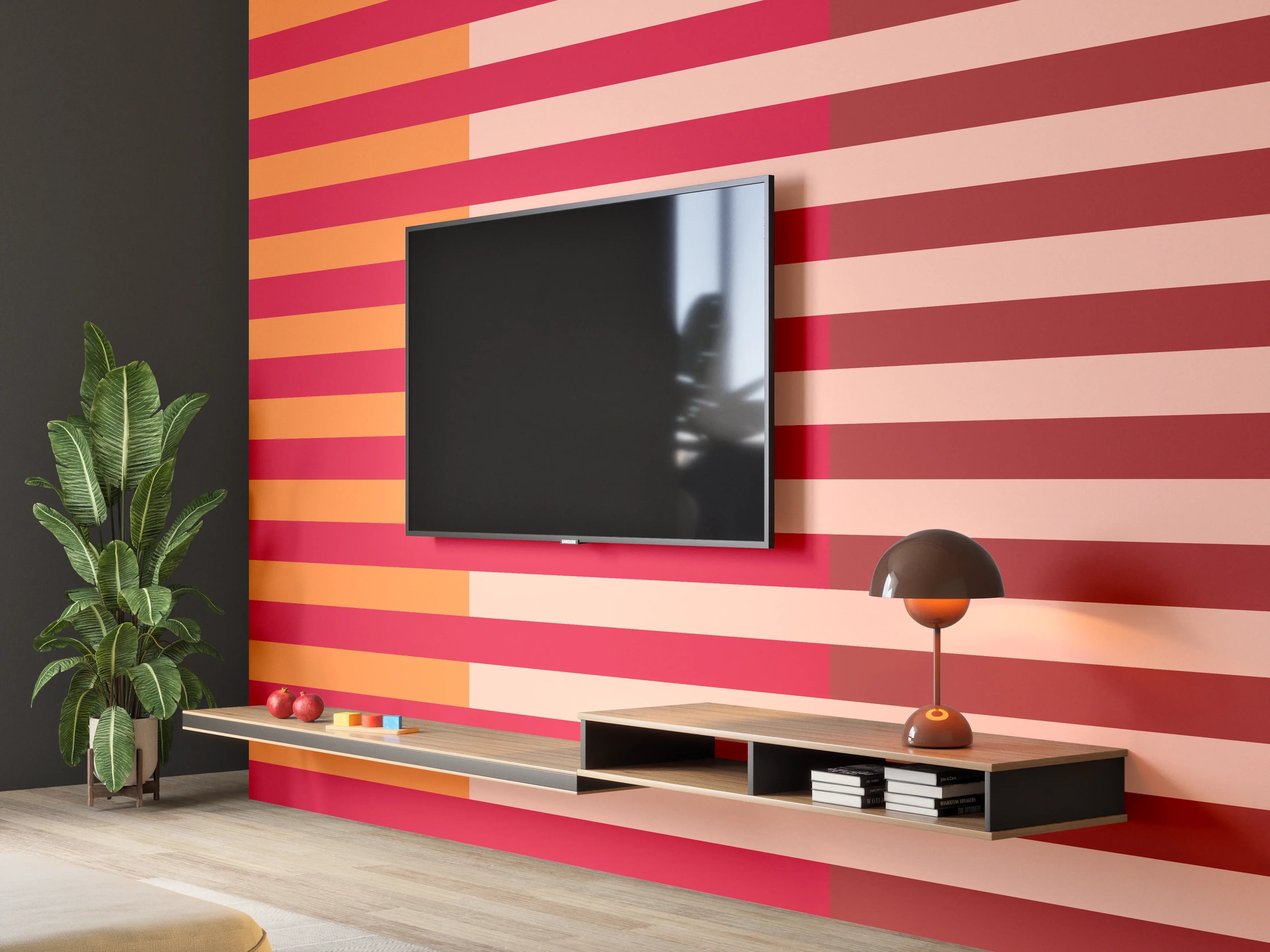 Wandverkleidung Wohnzimmer - The Reds - Multy Stripes - Sangria