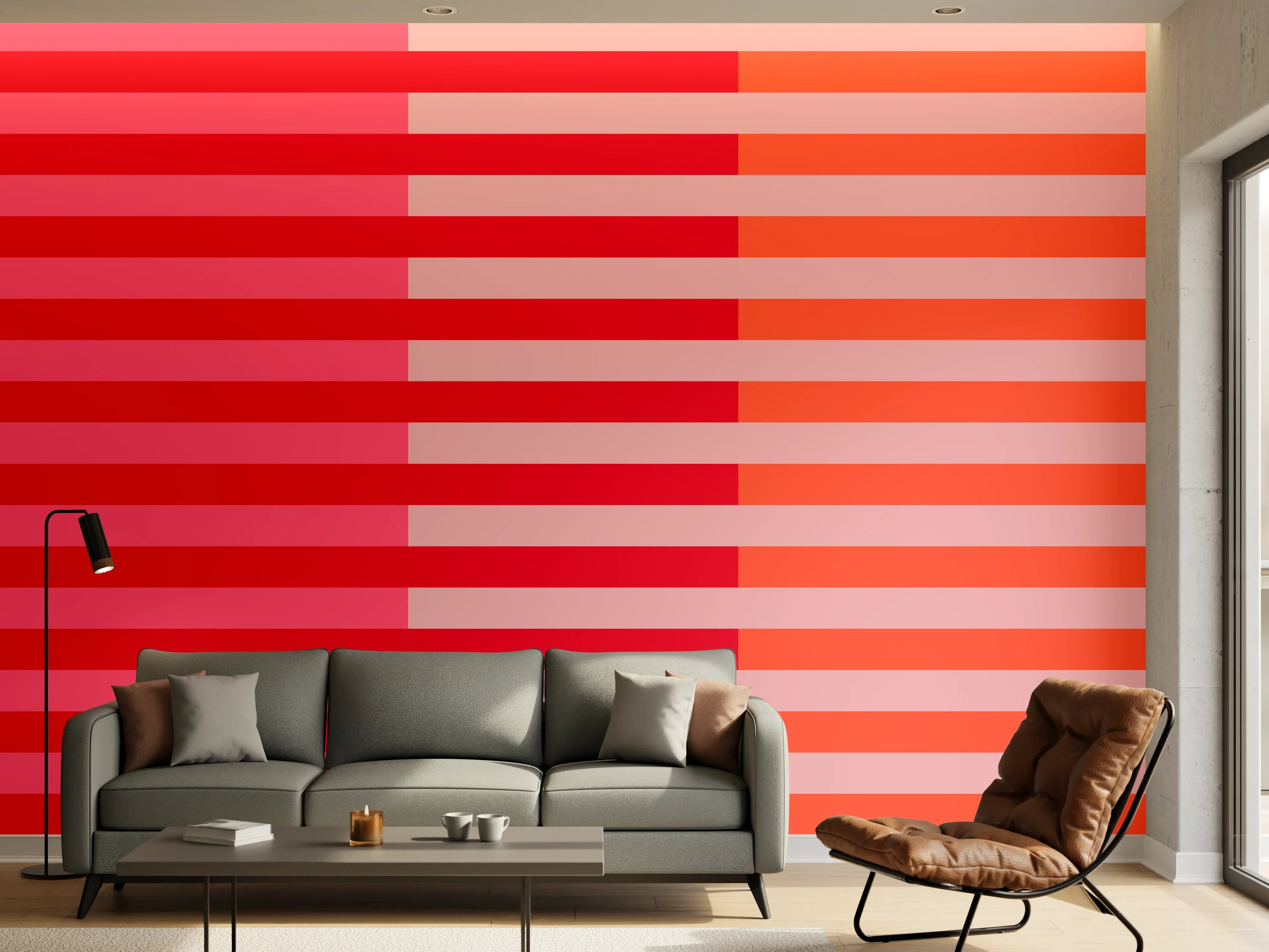 Wandverkleidung Wohnzimmer - The Reds - Multy Stripes - Strawberry