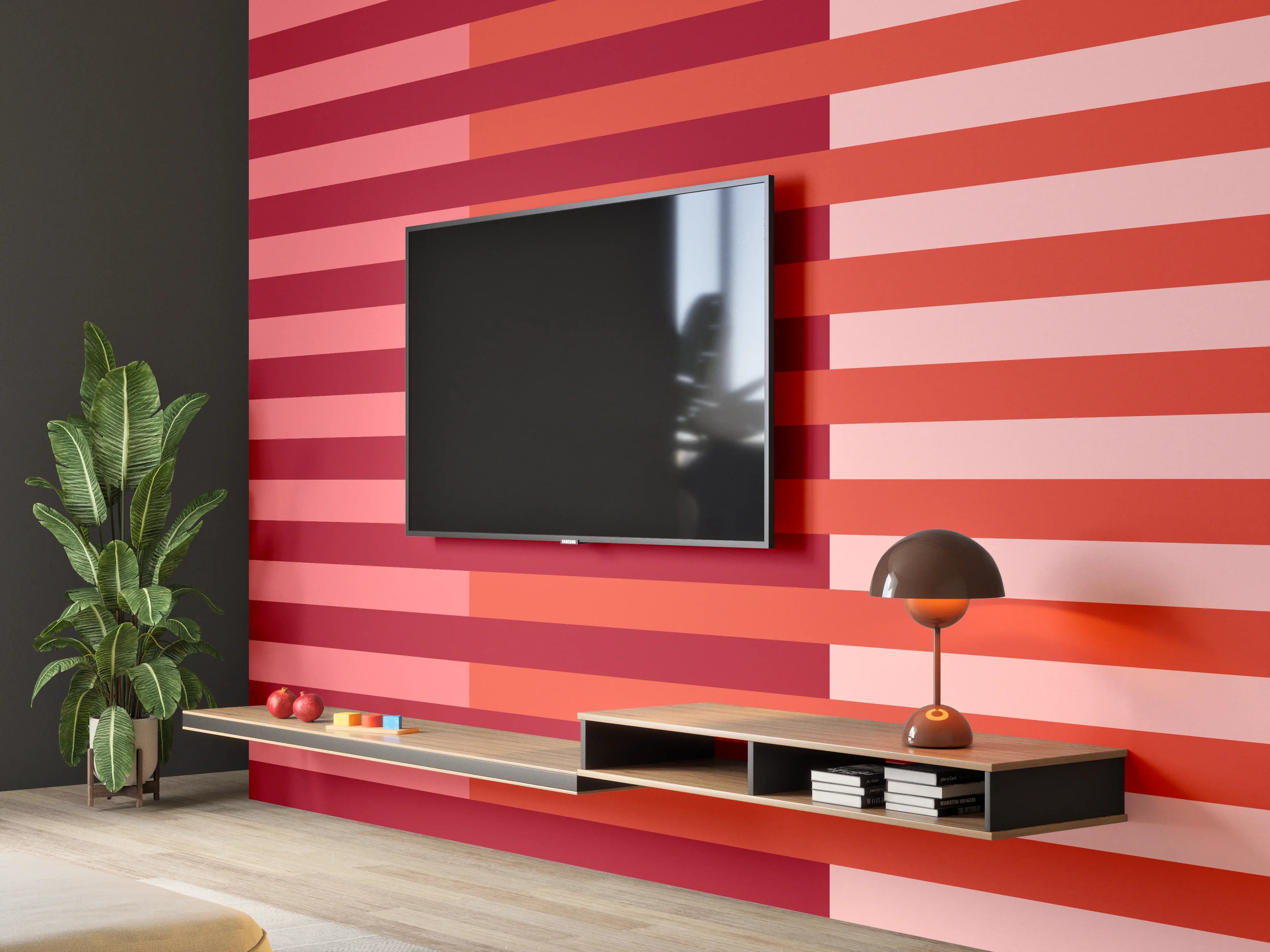 Wandverkleidung Wohnzimmer - The Reds - Multy Stripes - Tomato