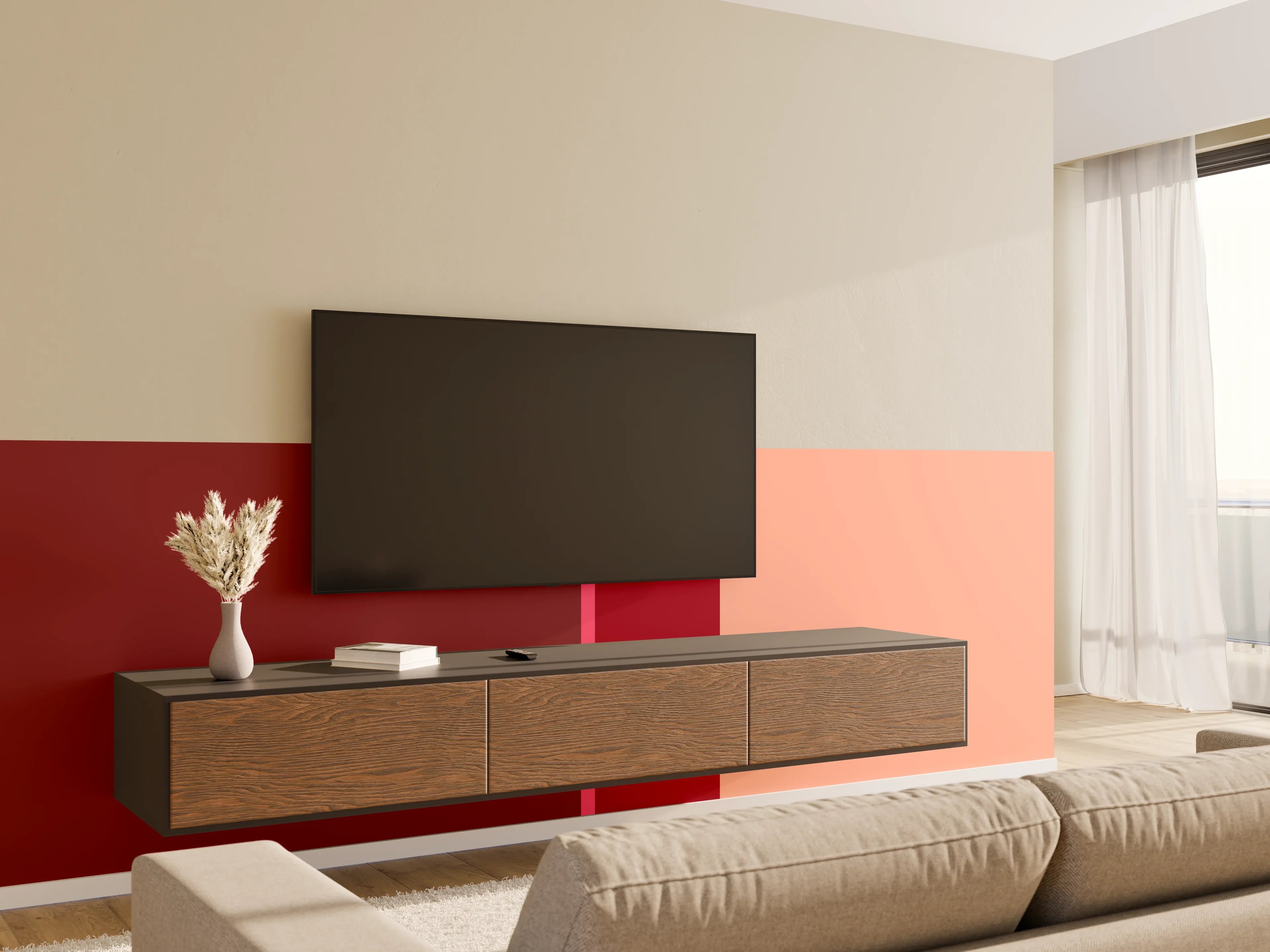 Wandverkleidung Wohnzimmer - The Reds - Vertical - Cherry