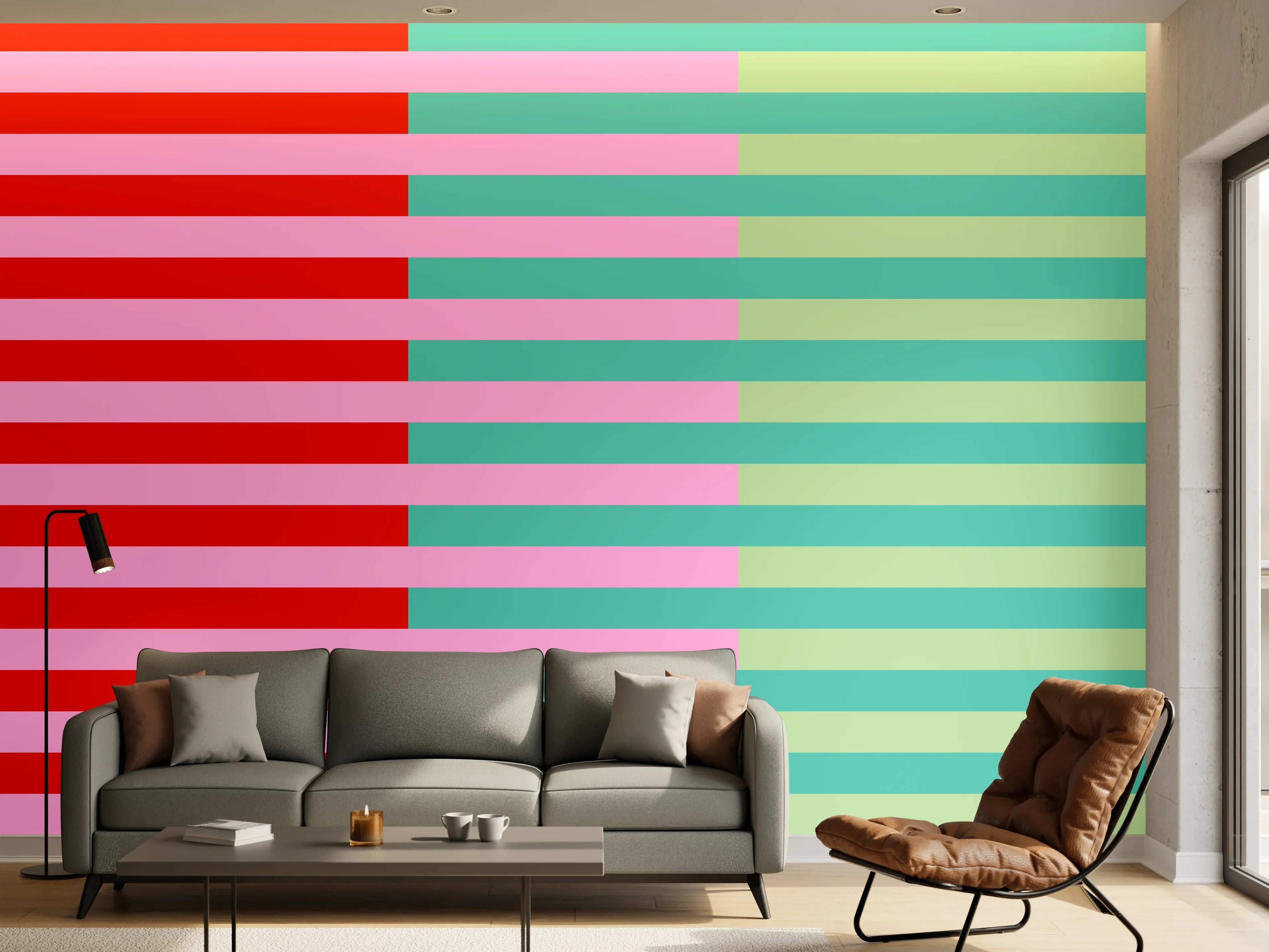 Wandverkleidung Wohnzimmer - The Springs - Multy Stripes - Peony