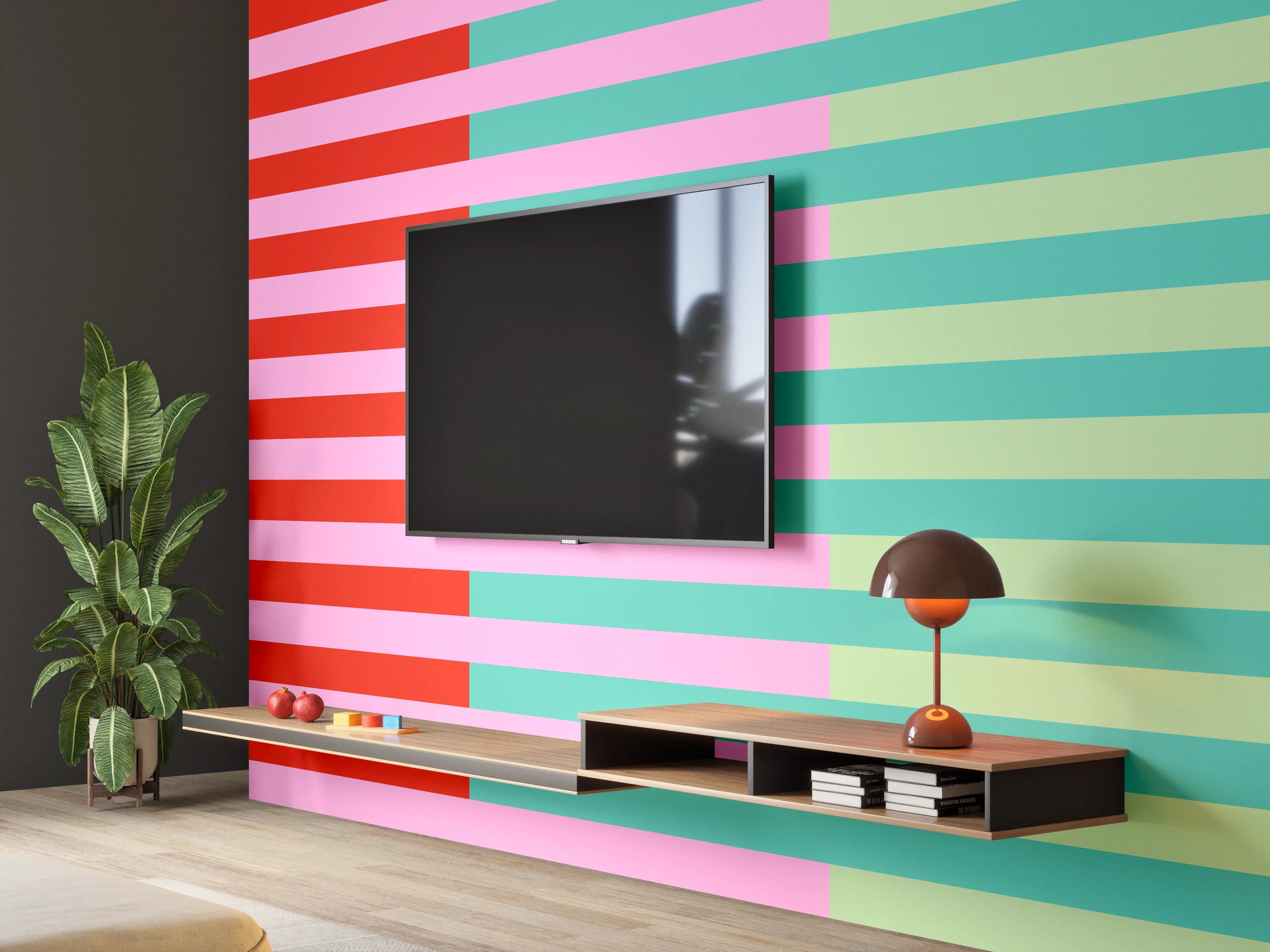 Wandverkleidung Wohnzimmer - The Springs - Multy Stripes - Peony