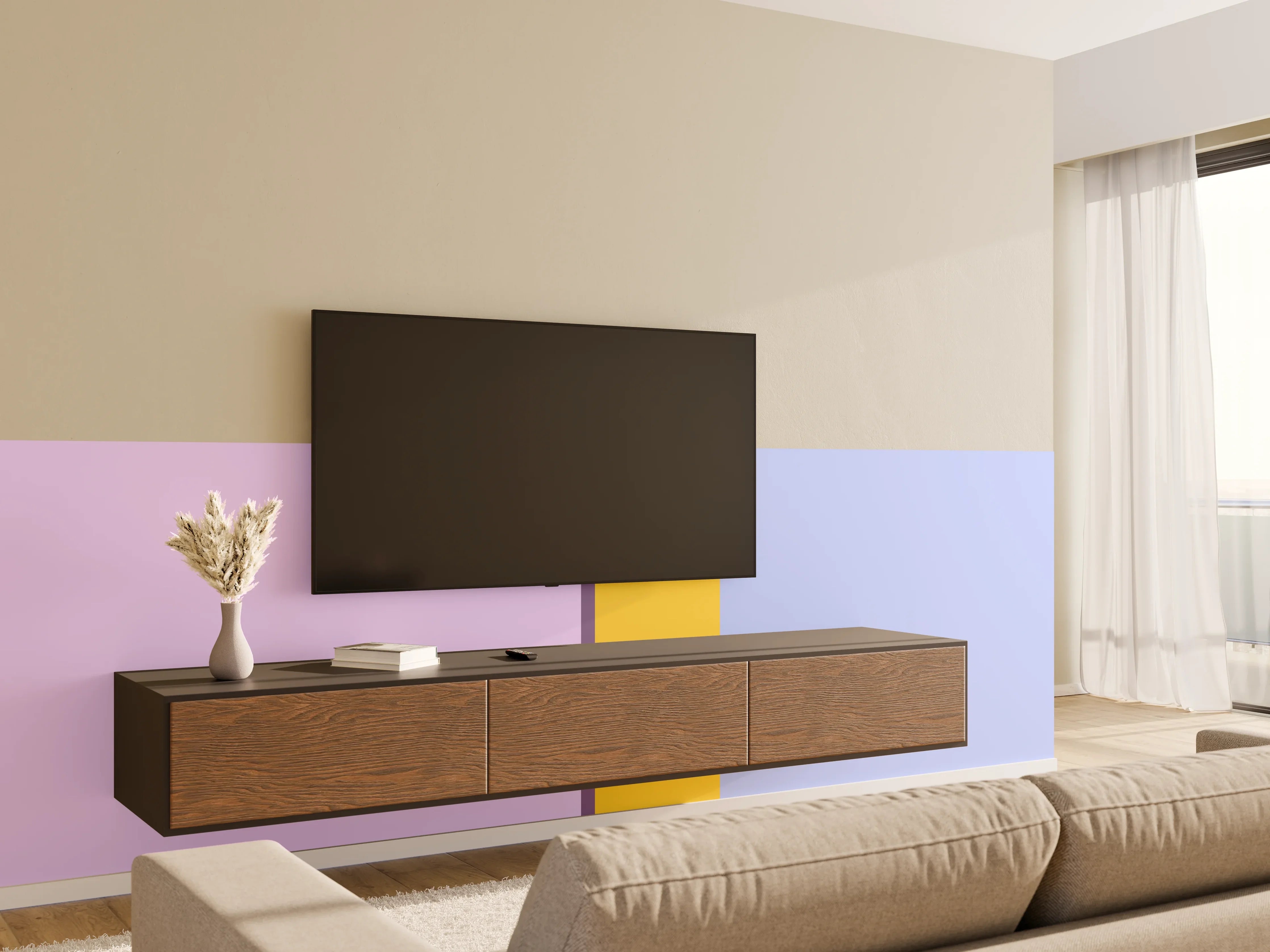 Wandverkleidung Wohnzimmer - The Springs - Vertikal - Lilac