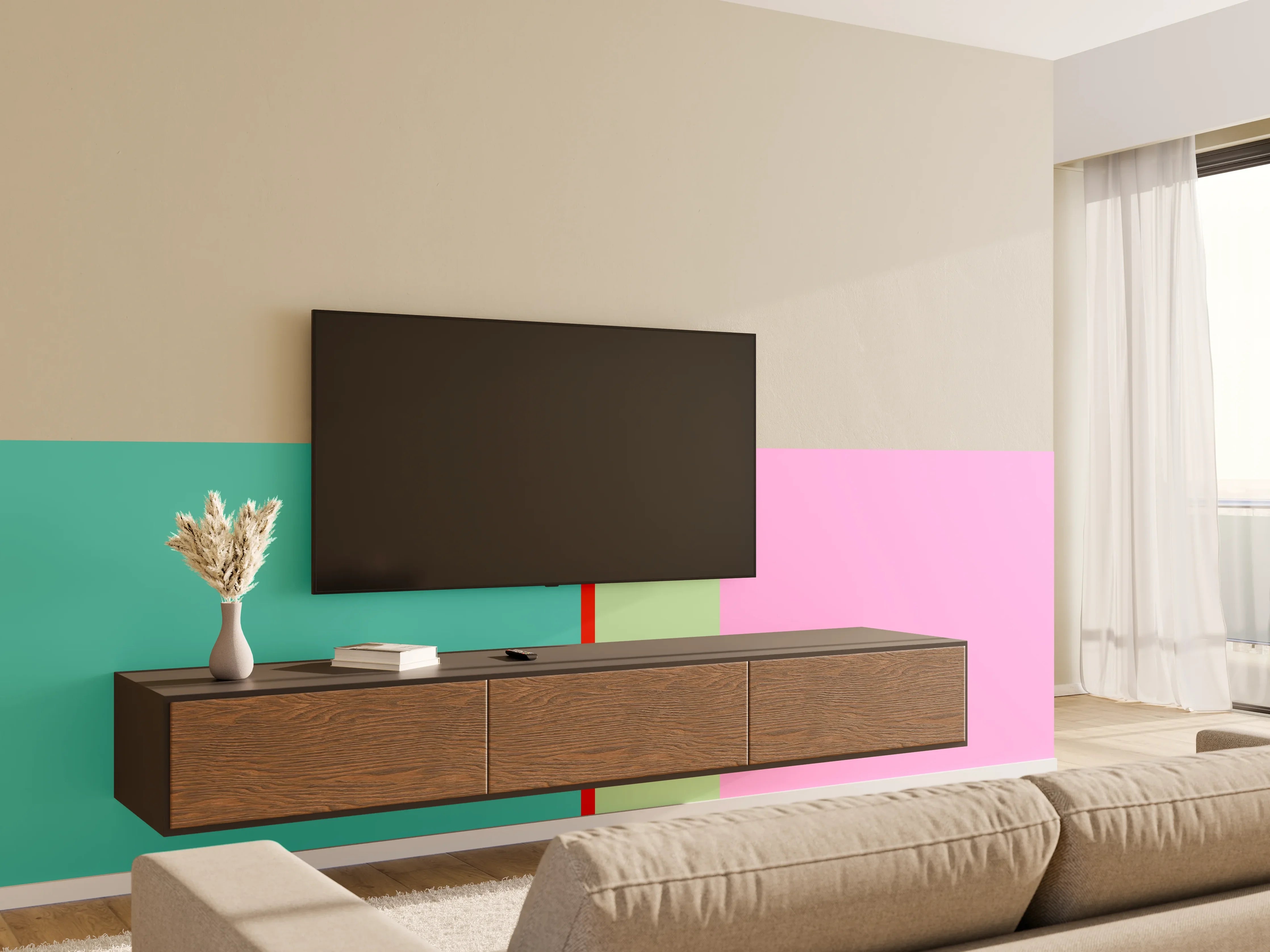 Wandverkleidung Wohnzimmer - The Springs - Vertikal - Peony