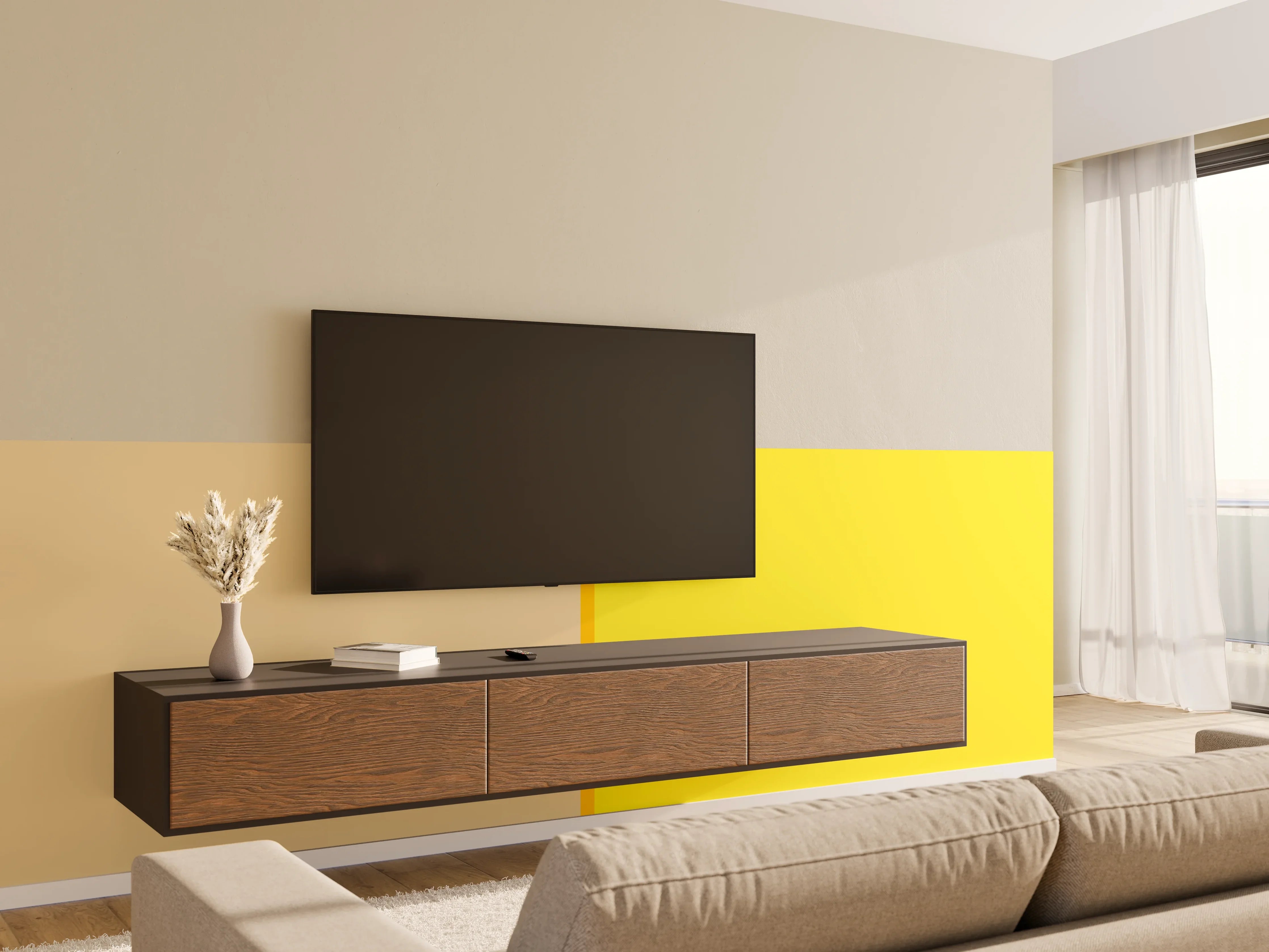 Wandverkleidung Wohnzimmer - The Yellows - Easy Vertical - Honey