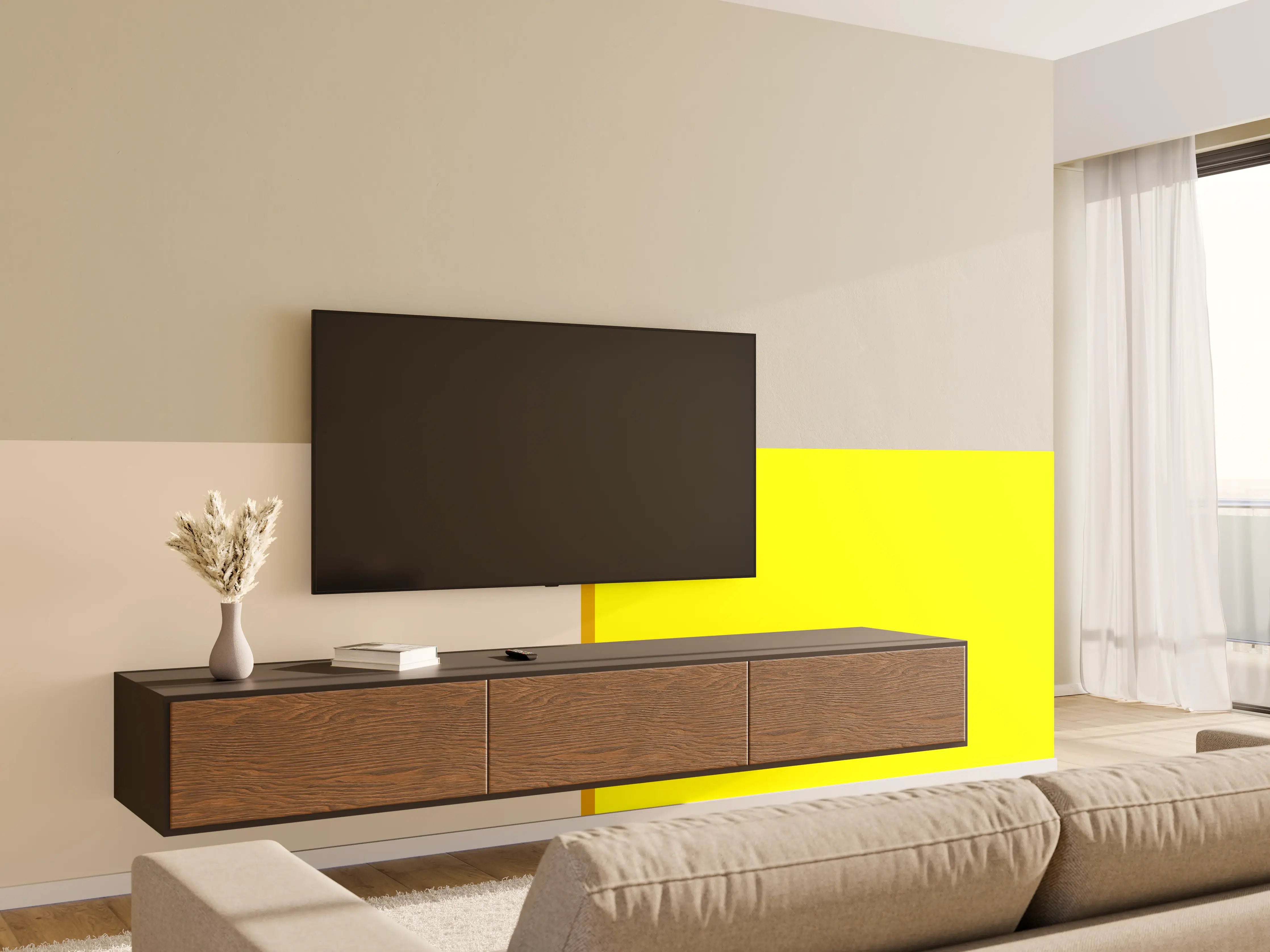 Wandverkleidung Wohnzimmer - The Yellows - Easy Vertical - Vanilla