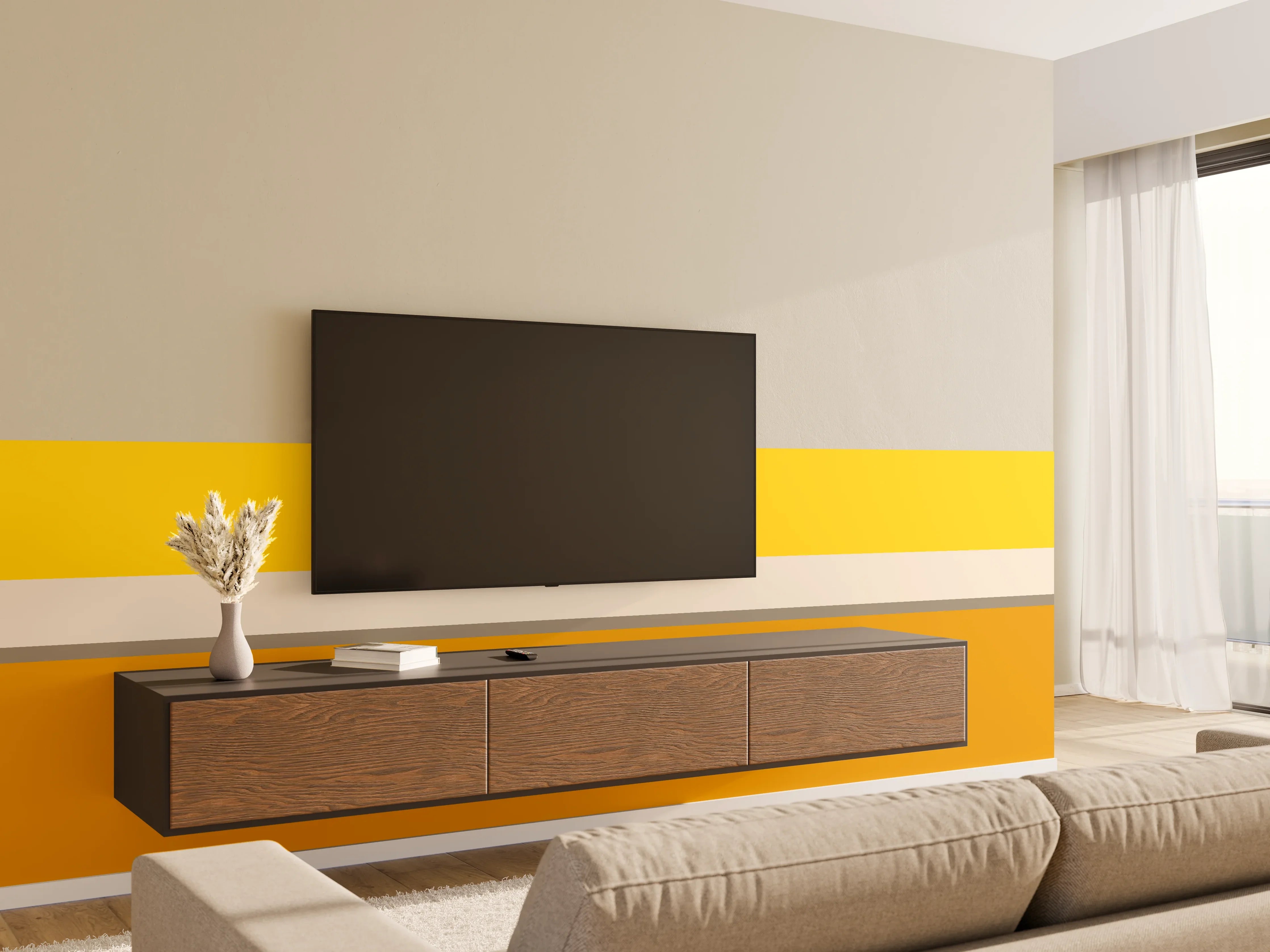 Wandverkleidung Wohnzimmer - The Yellows - Horizontal - Saffron