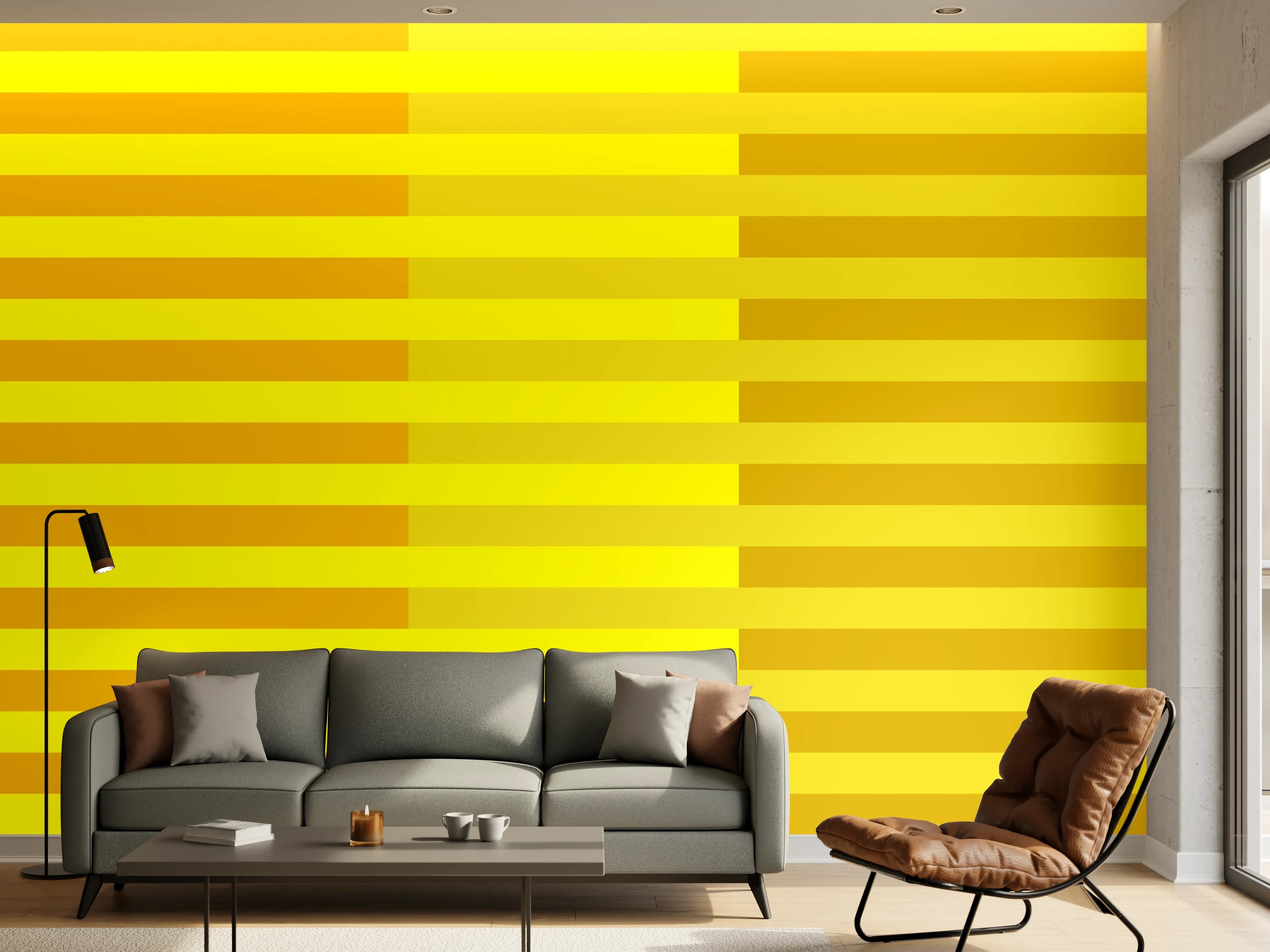 Wandverkleidung Wohnzimmer - The Yellows - Multy Stripes - Lemon
