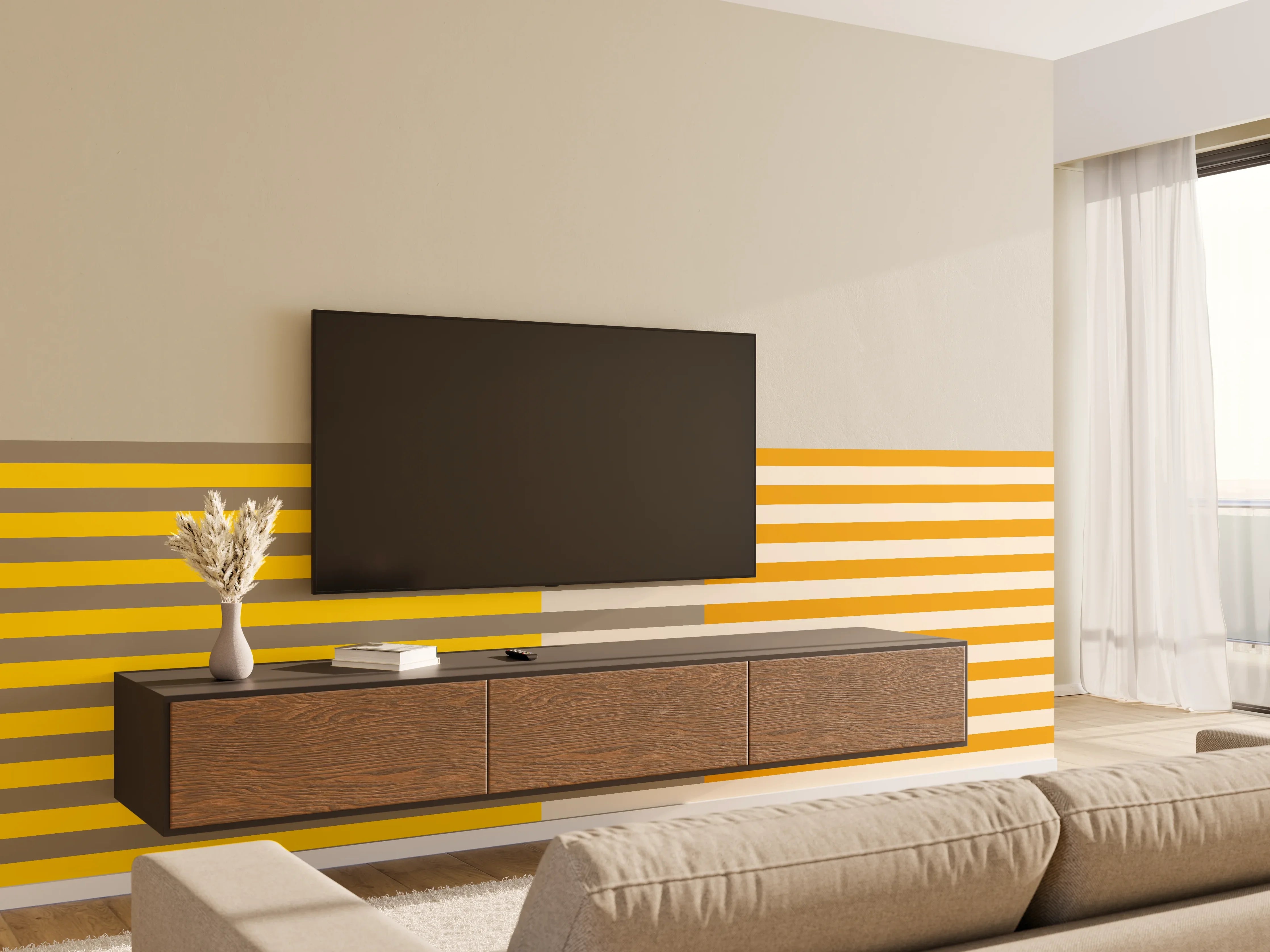 Wandverkleidung Wohnzimmer - The Yellows - Multy Stripes - Saffron
