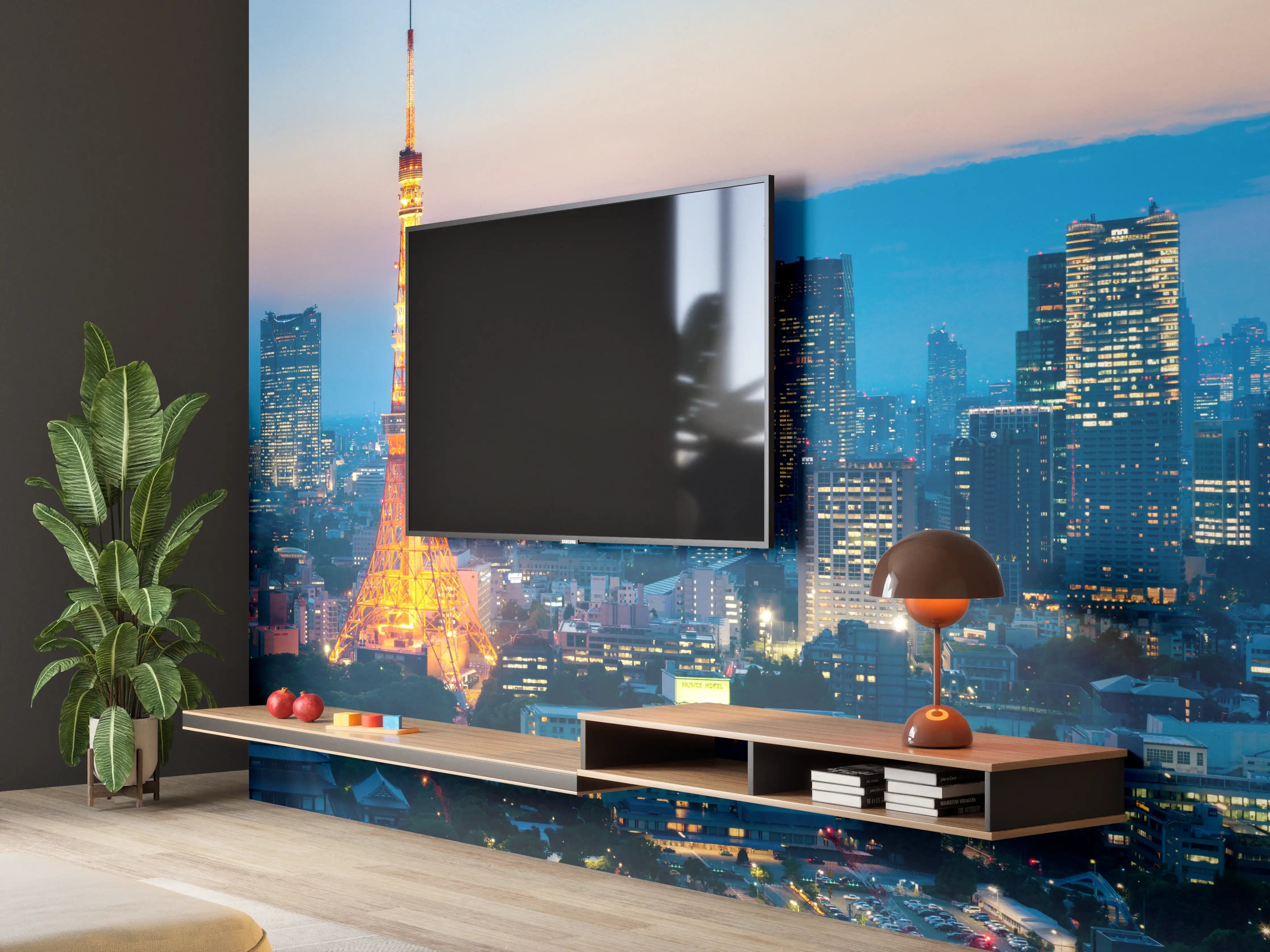 Wandverkleidung Wohnzimmer - Tokyo Tower bei Nacht