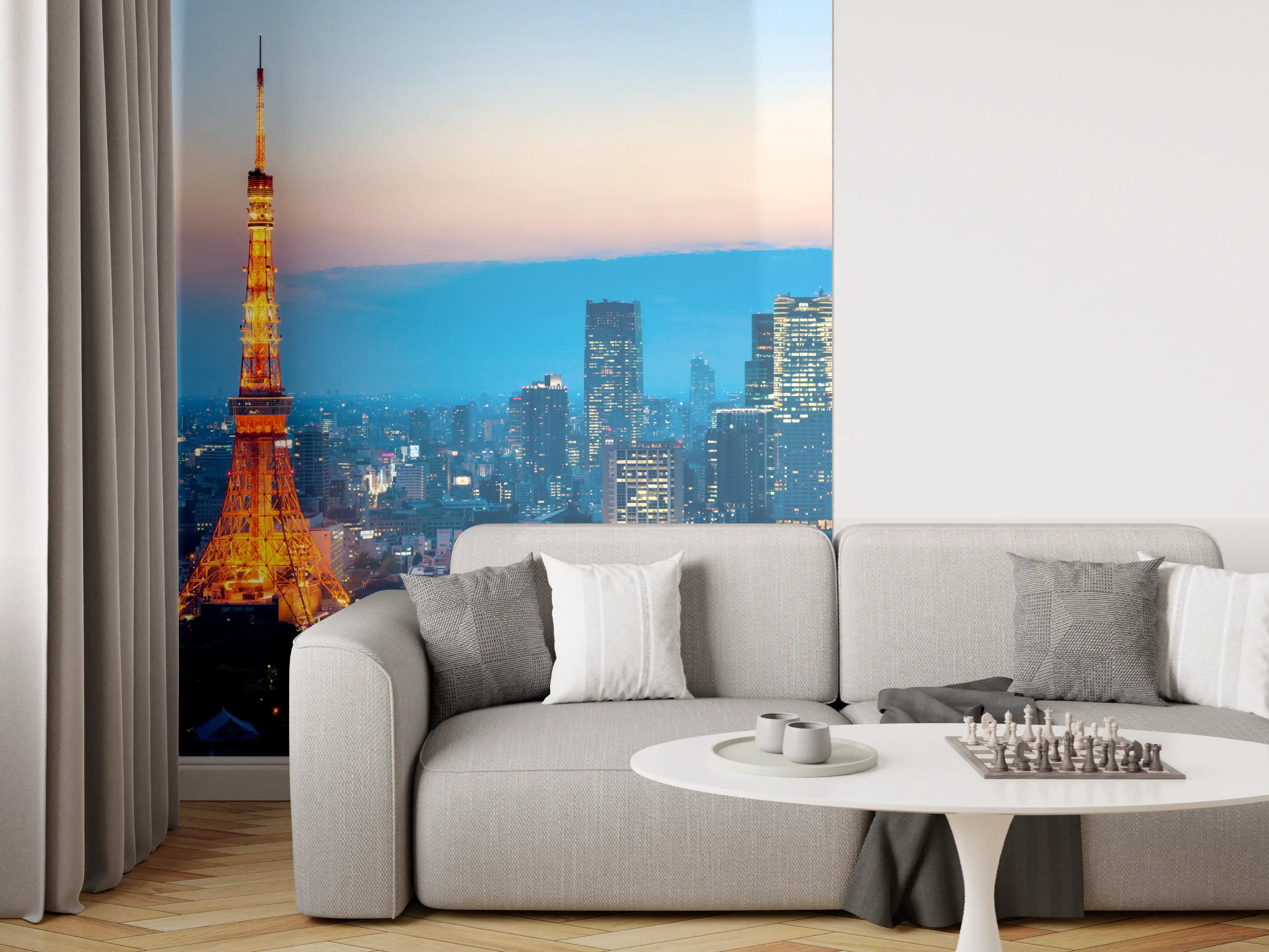 Wandverkleidung Wohnzimmer - Tokyo Tower bei Nacht