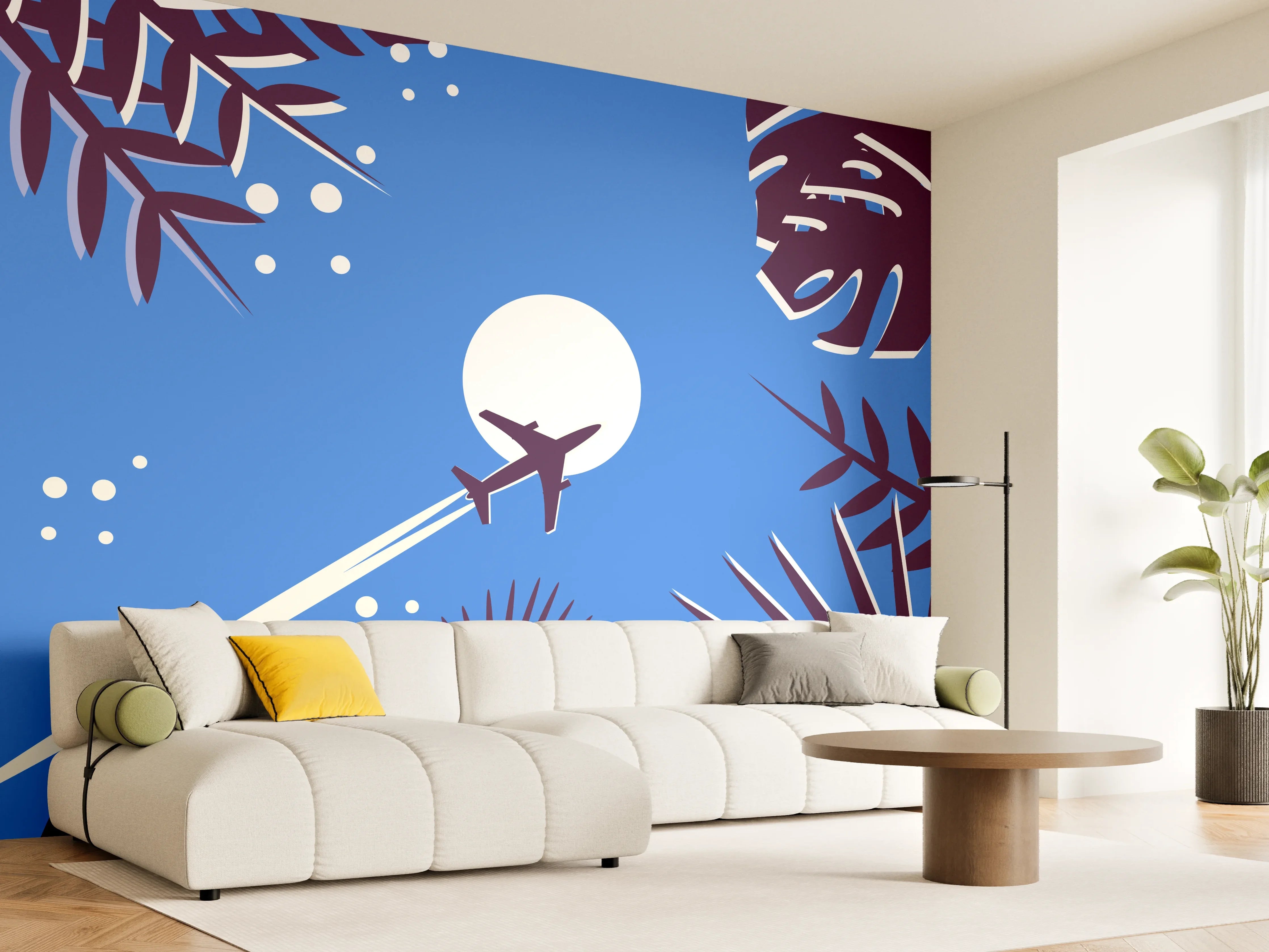 Wandverkleidung Wohnzimmer - Toller nächtlicher Flug unter dem Vollmond