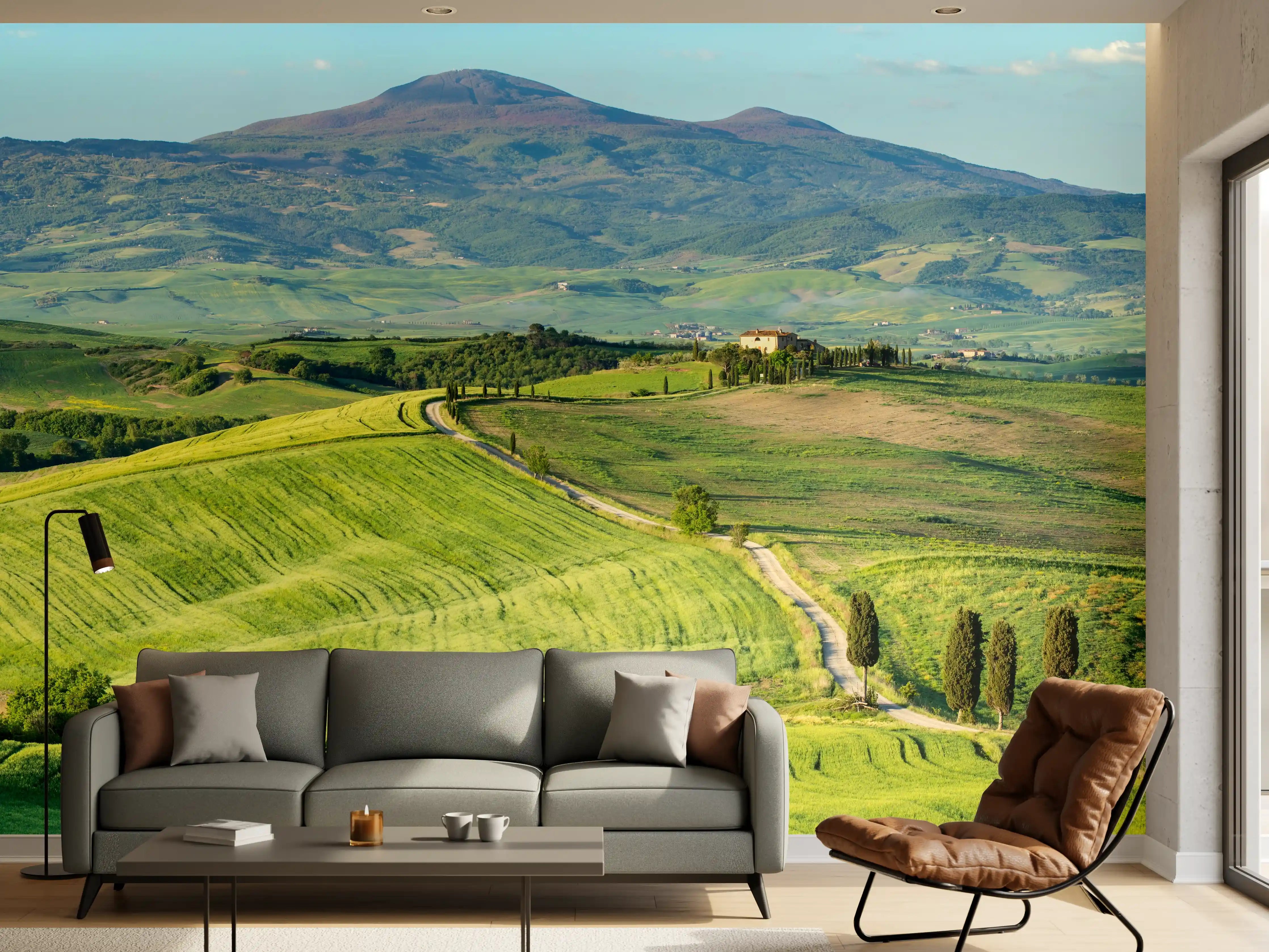 Wandverkleidung Wohnzimmer - Toskana Hügel Panorama